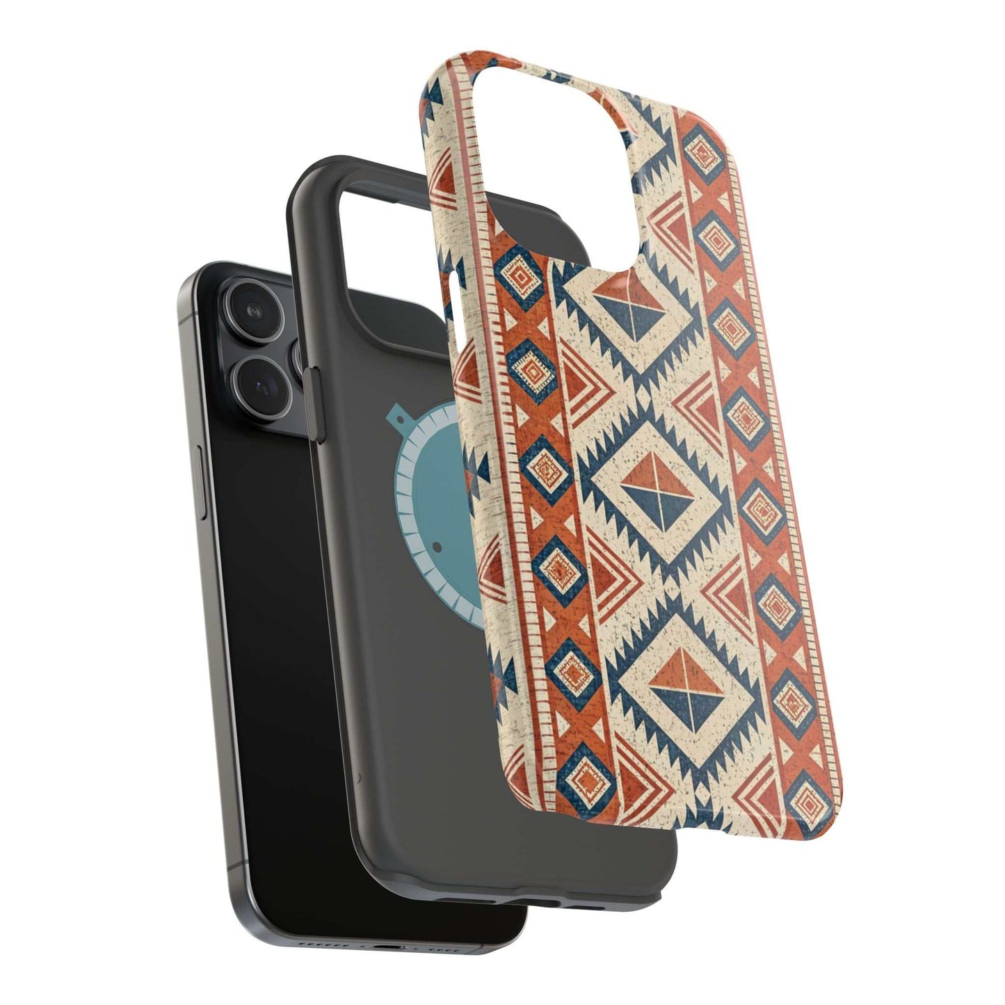iPhone magnetic tough case with durable tribal inspired pattern design and dual-layer protection