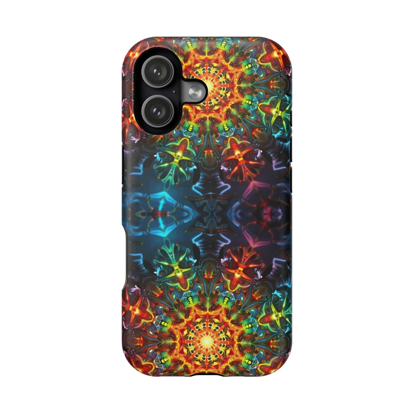 Colorful Abstract Kaleidoscope Design iPhone case with durable dual-layer protection and MagSafe compatibility