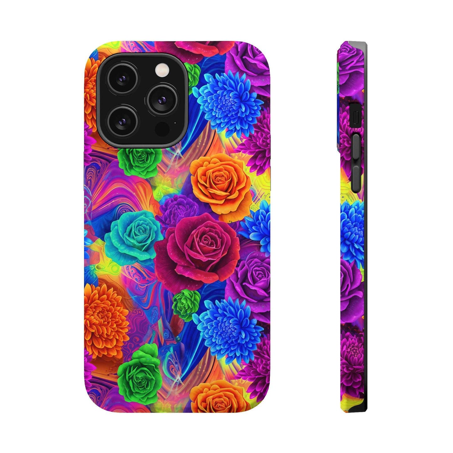 Vibrant floral iPhone Tough Case with MagSafe compatibility and shock-absorbing TPU layer