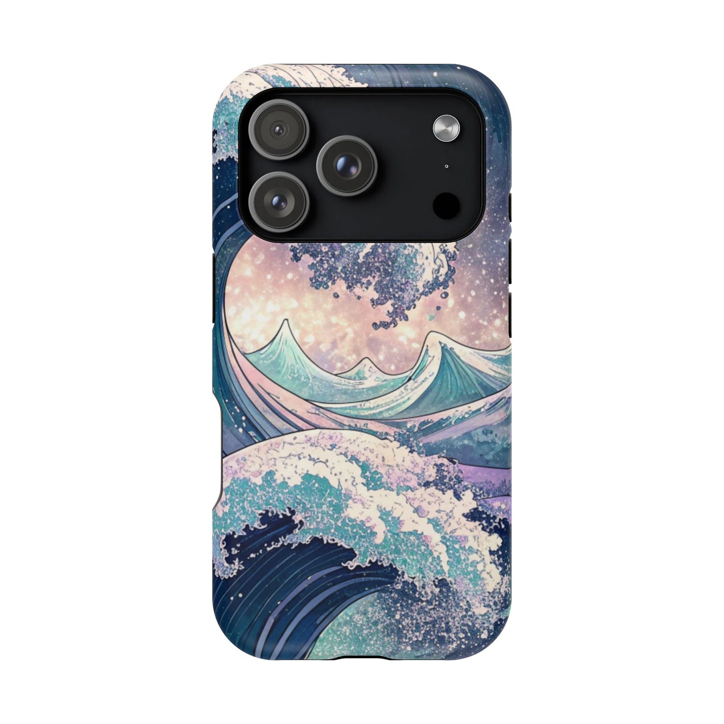 Crashing Waves Design iPhone case with magnetic MagSafe protection and artistic ocean wave artwork.
