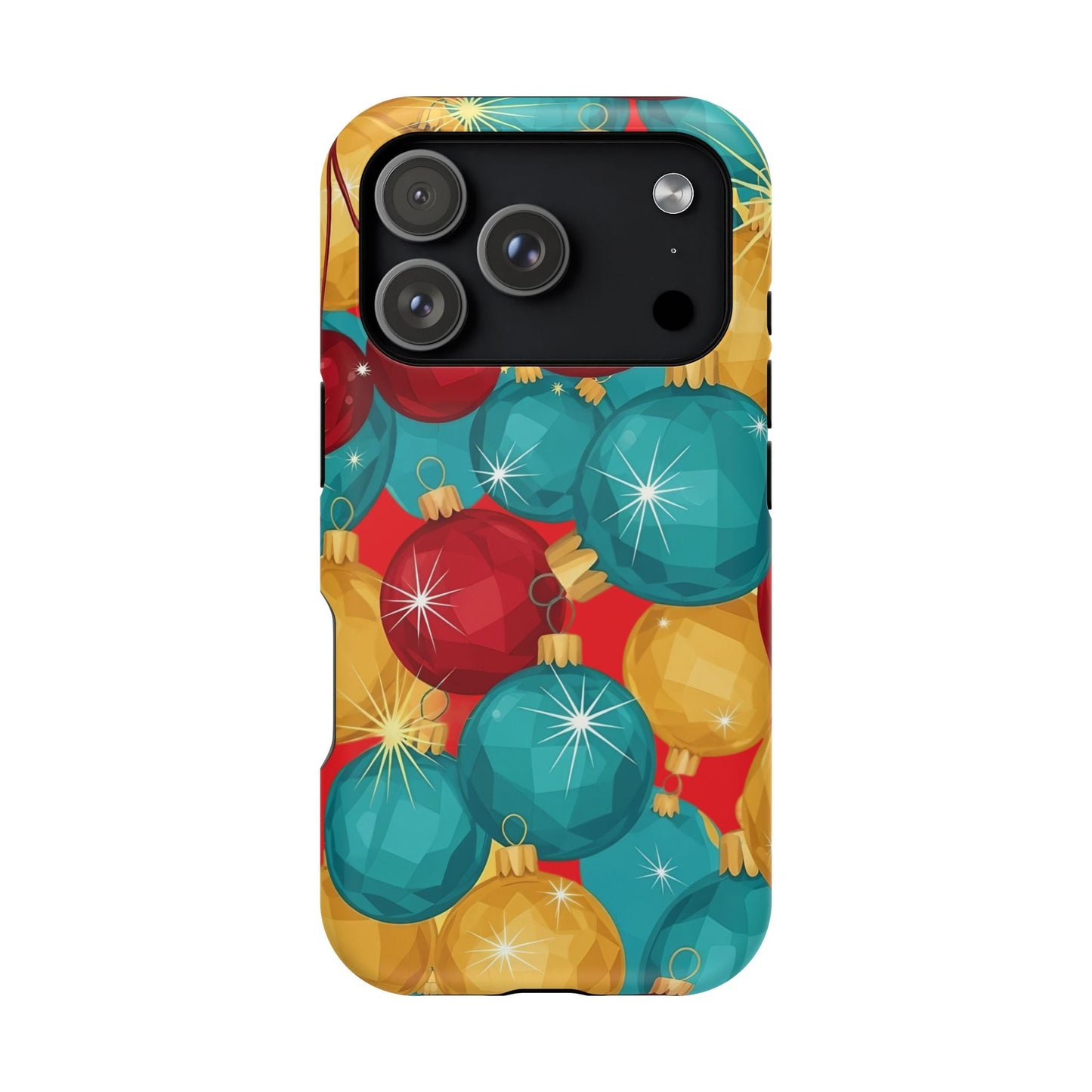 iPhone case with colorful Christmas Tree Sparkle Bulbs design for festive holiday protection