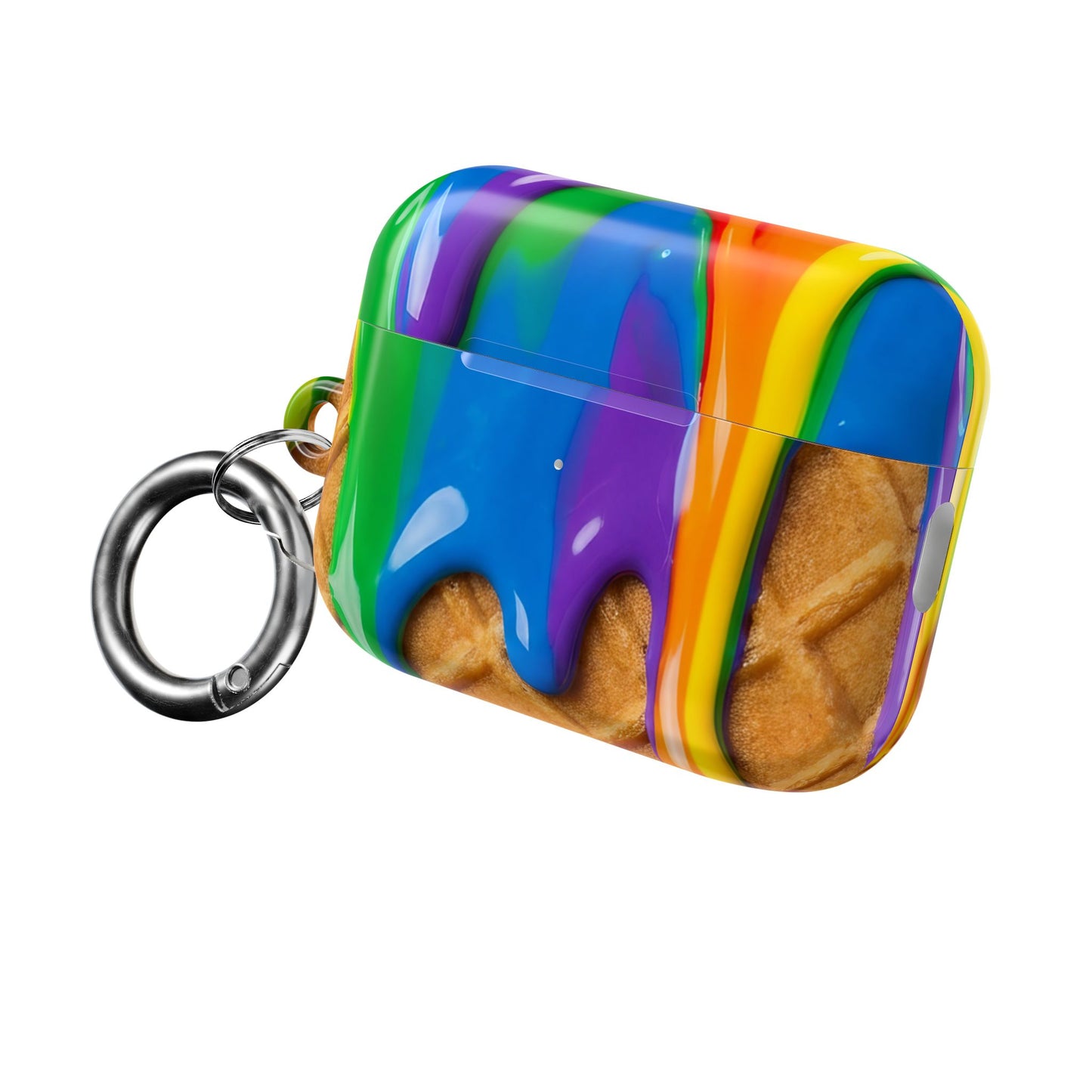 Rainbow Waffle Drip AirPods Case Protective Cover with Carabiner