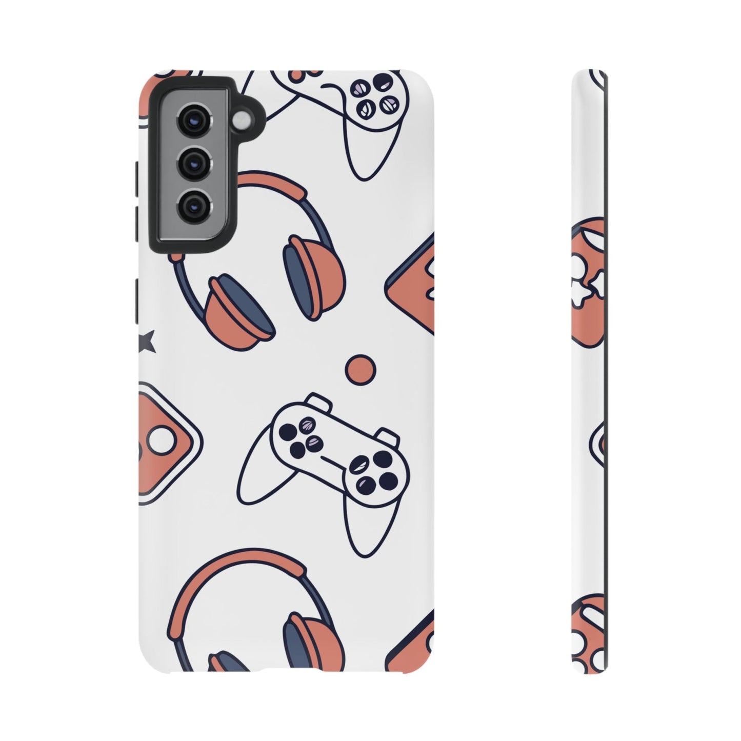 Samsung gamer tough phone case with controller and headset design, durable protective cover for Samsung Galaxy models