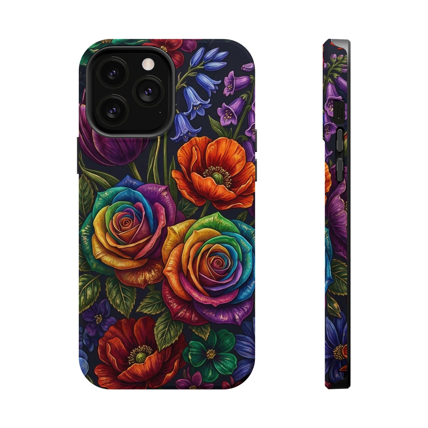 Rainbow Rose iPhone Tough Case — Magnetic Impact-Resistant Phone Case