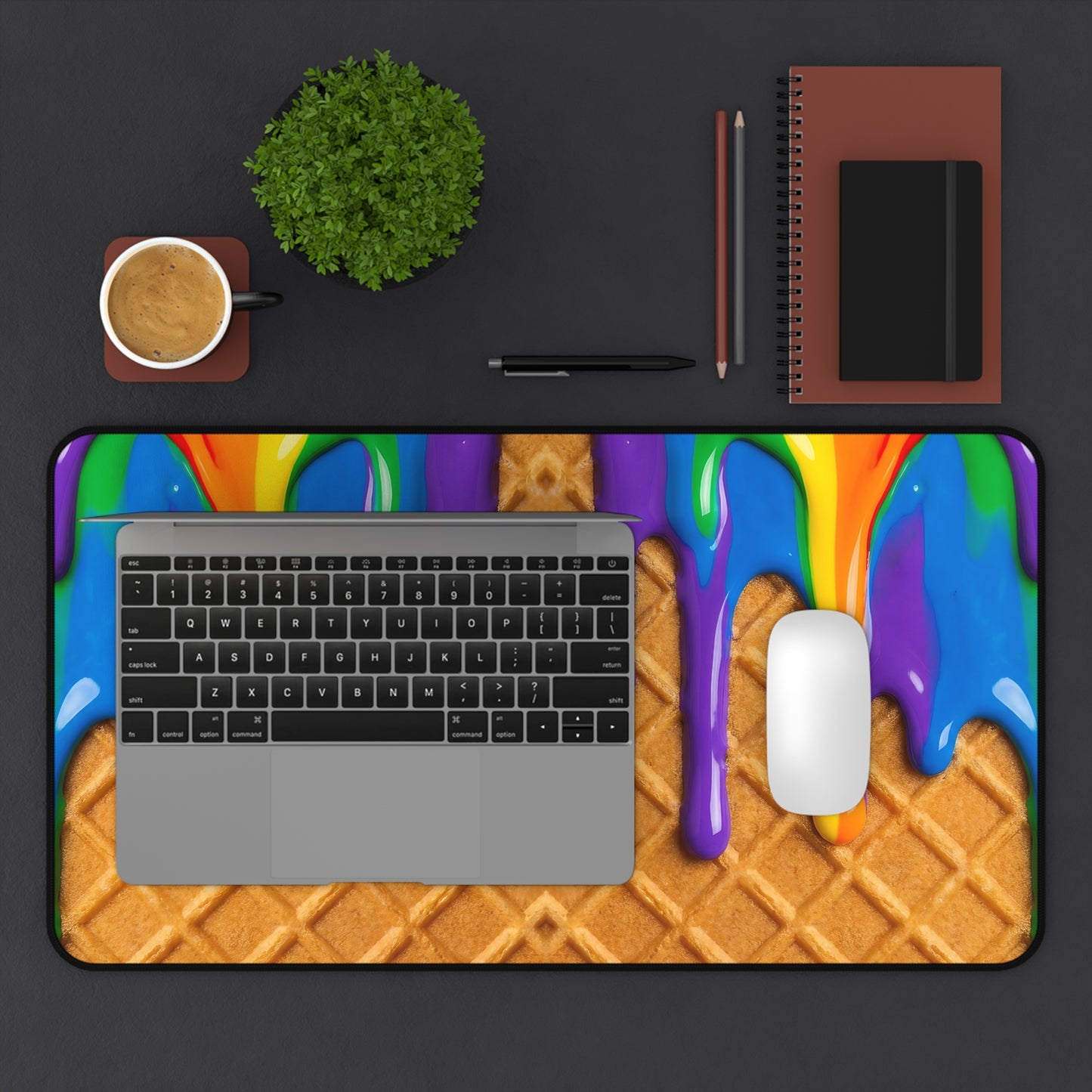 Rainbow Waffle Drip Desk Mat