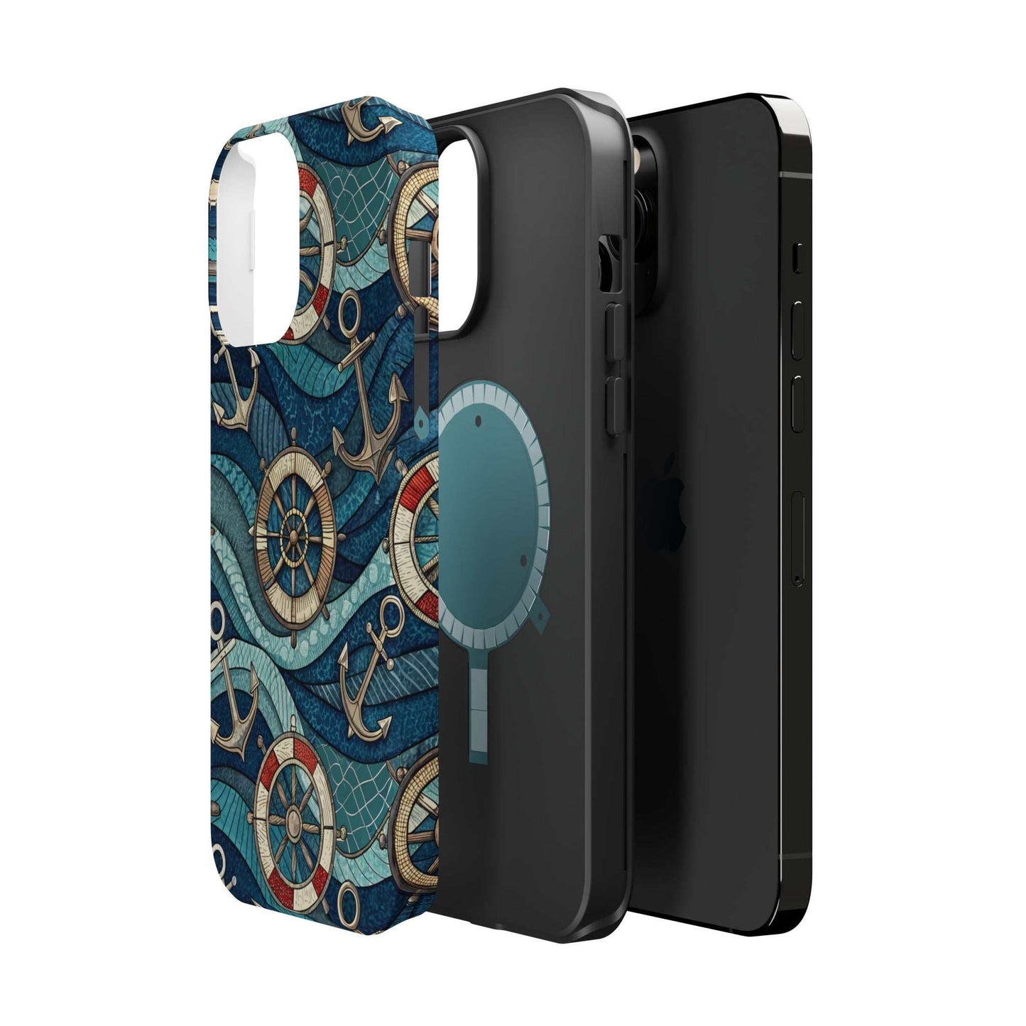 Nautical Theme iPhone case with ocean-inspired design, durable dual-layer protection, and MagSafe compatibility for iPhone 13 to 16 series