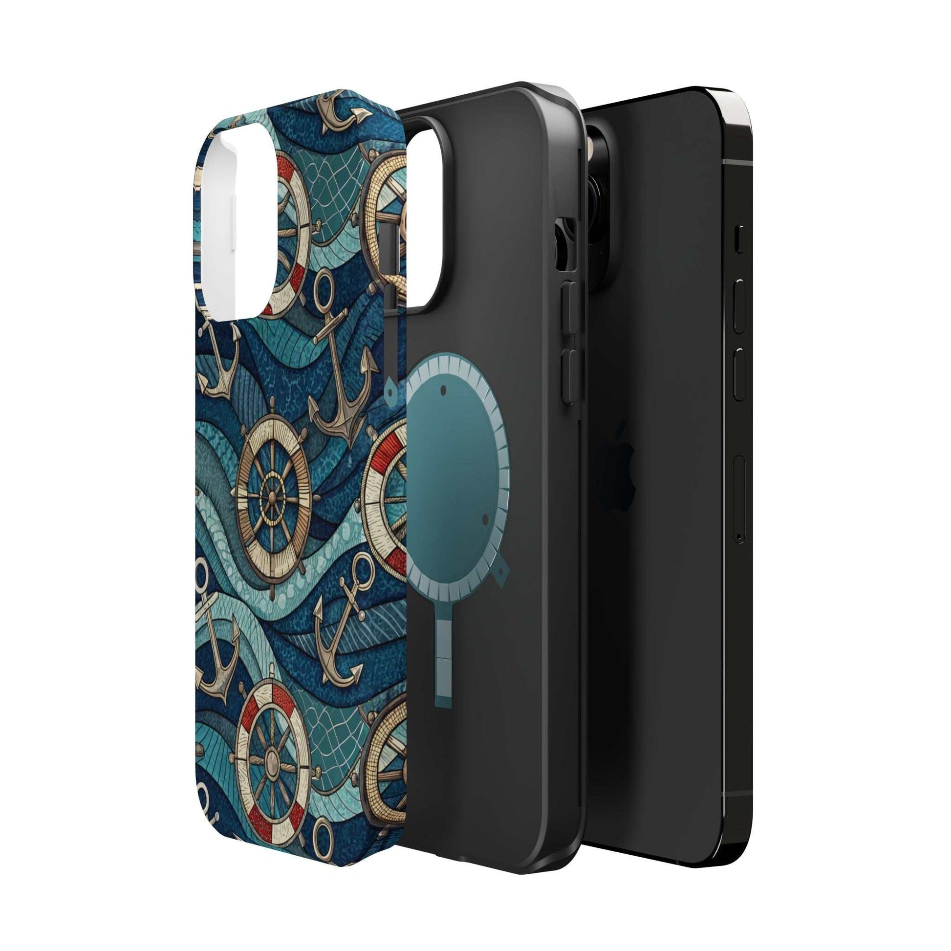 Nautical Theme iPhone case with ocean-inspired design, durable dual-layer protection, and MagSafe compatibility for iPhone 13 to 16 series