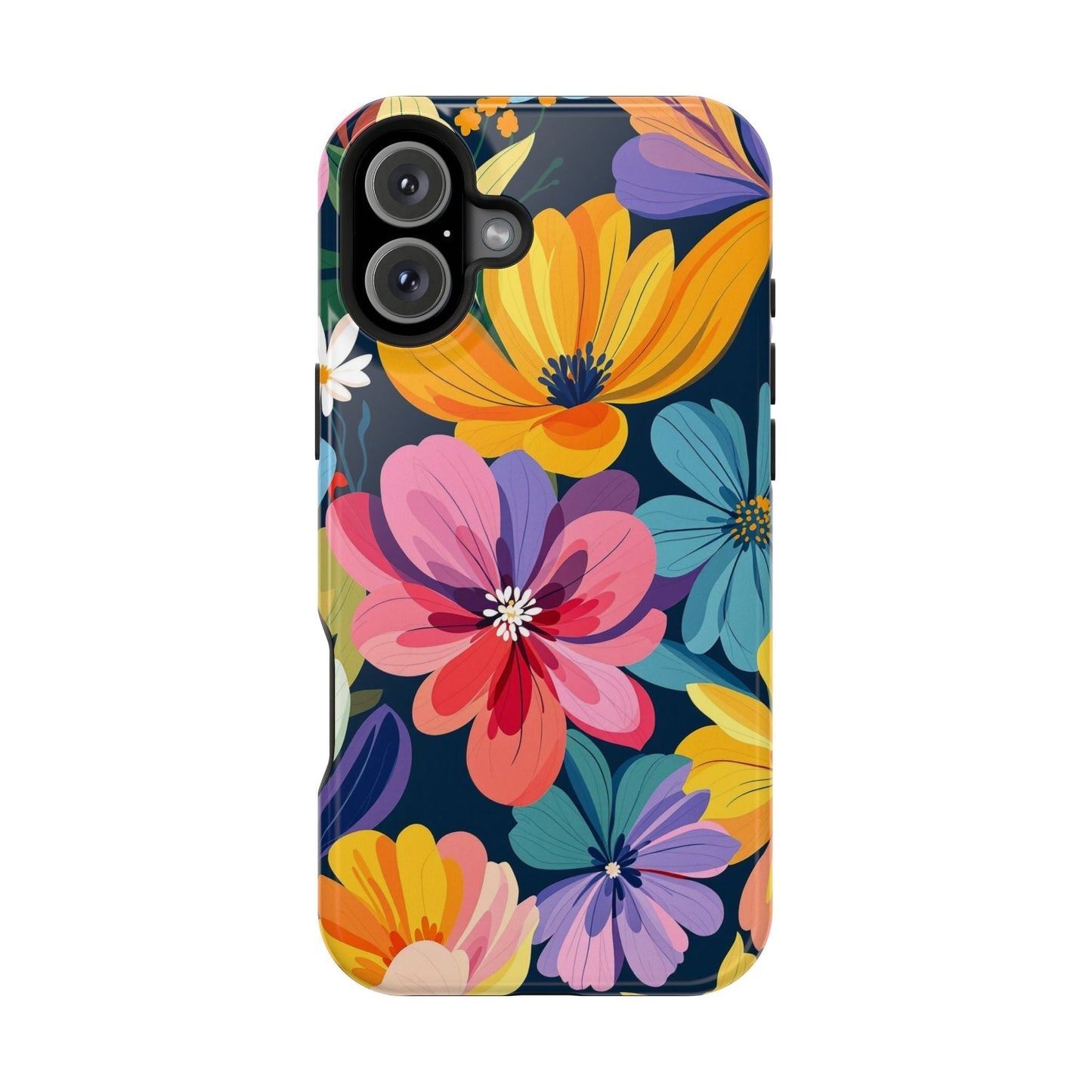 Colorful floral design iPhone 17 case with vibrant flowers and MagSafe compatibility