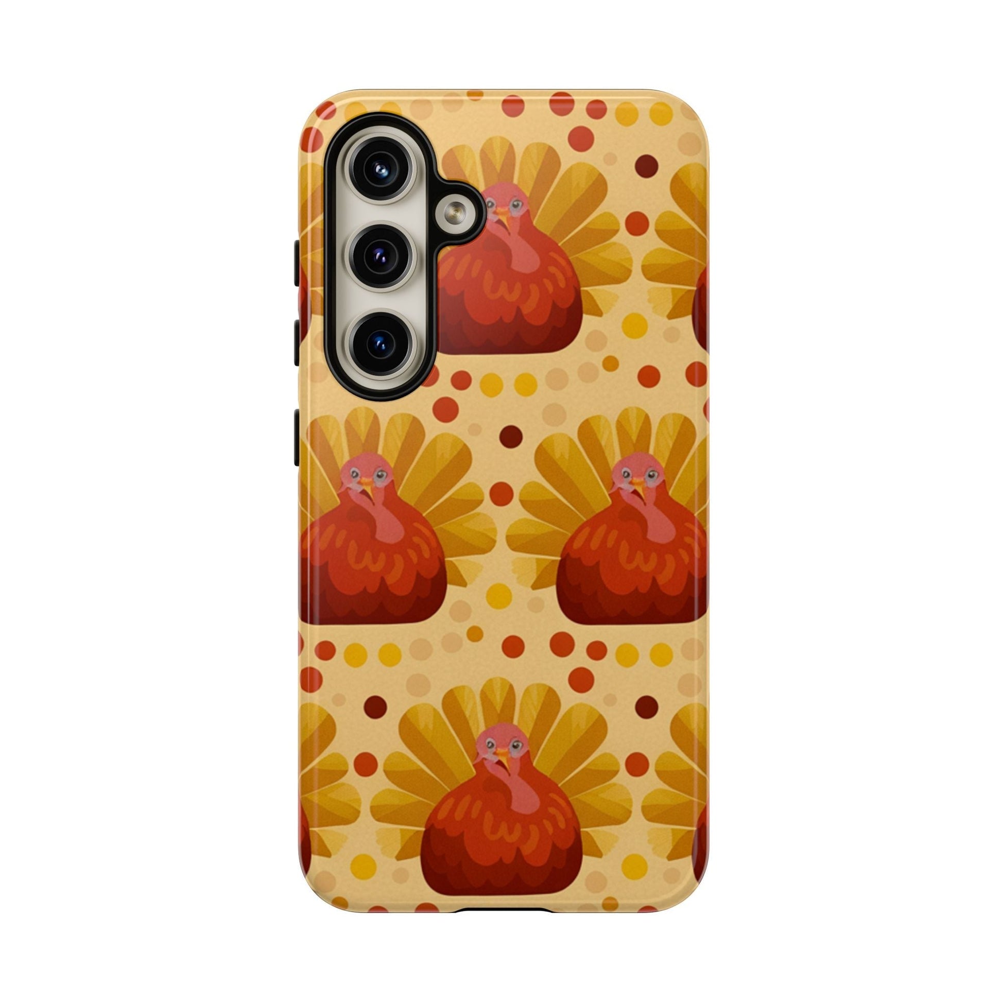 Turkey Samsung phone case with festive Thanksgiving turkey pattern and dual layer shock absorption protection
