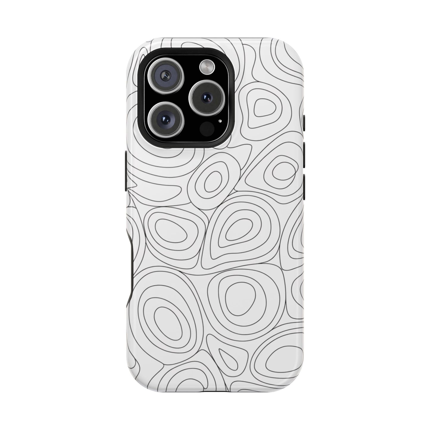 Black and White Abstract Circles Design iPhone Tough Case