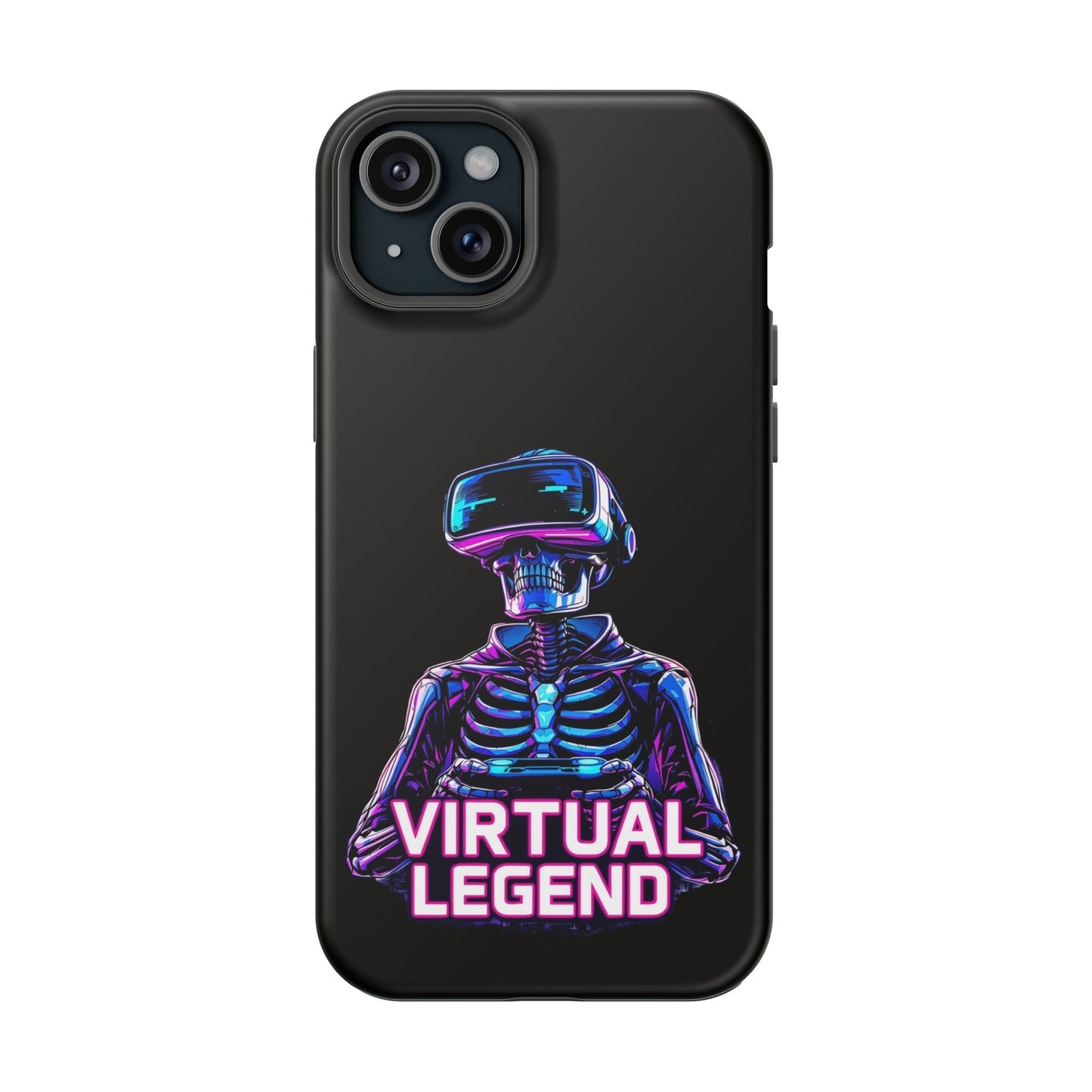 Virtual Legend Gamer iPhone tough case with durable dual-layer design and vibrant skeleton VR graphic