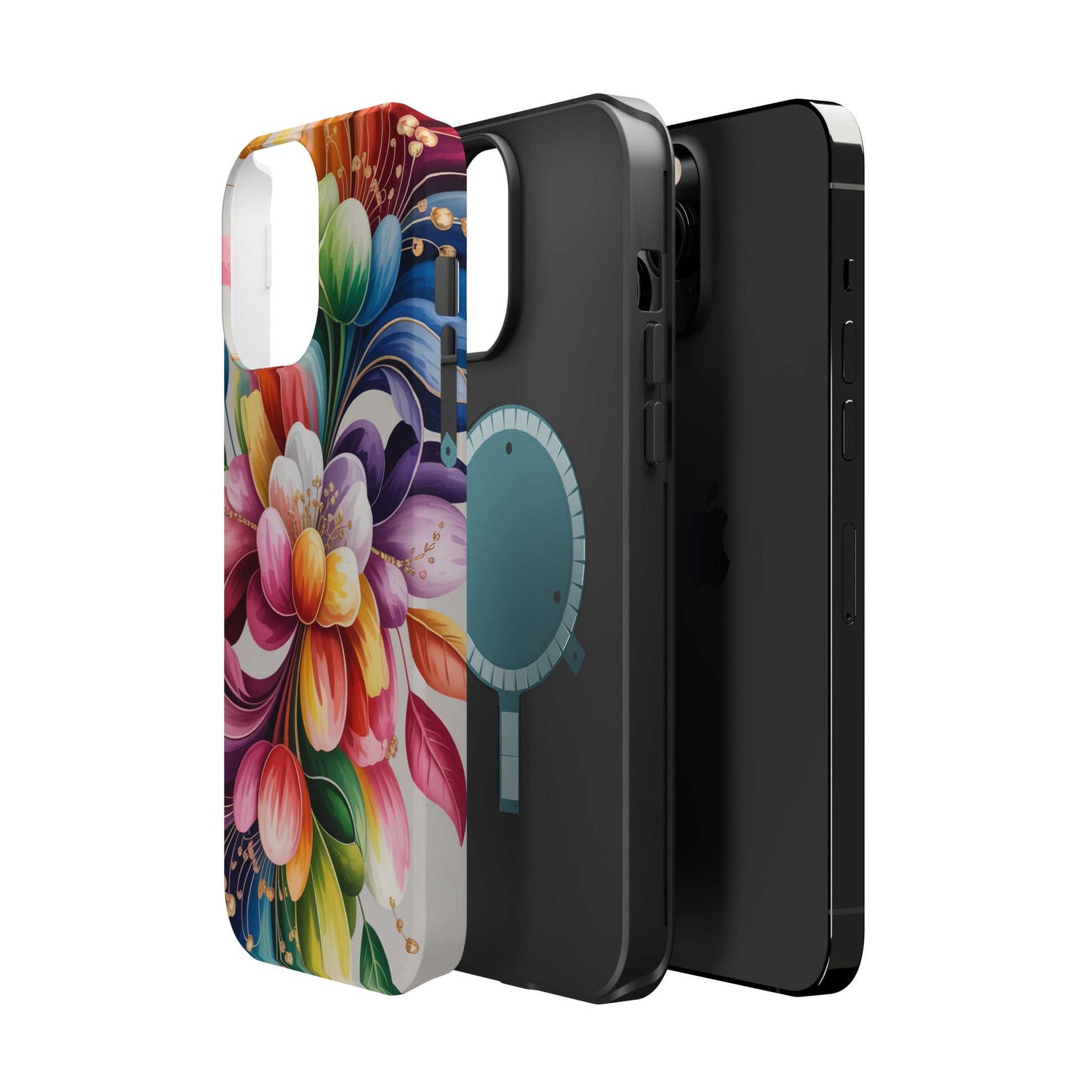 Vibrant Floral iPhone Case with dual-layer protection and MagSafe compatibility featuring bright floral design