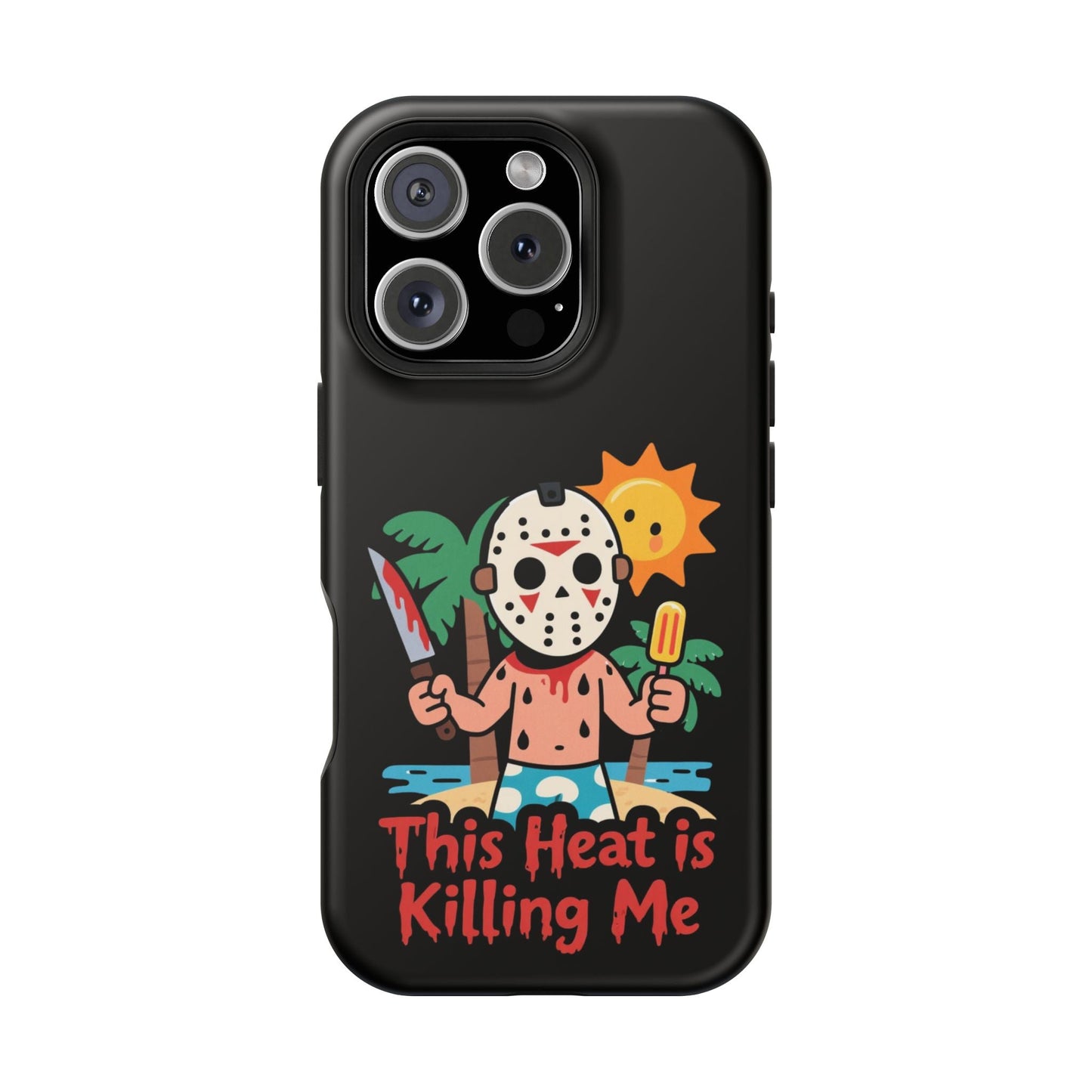 Summerween inspired phone case with funny "This Heat is Killing Me" design and MagSafe compatibility