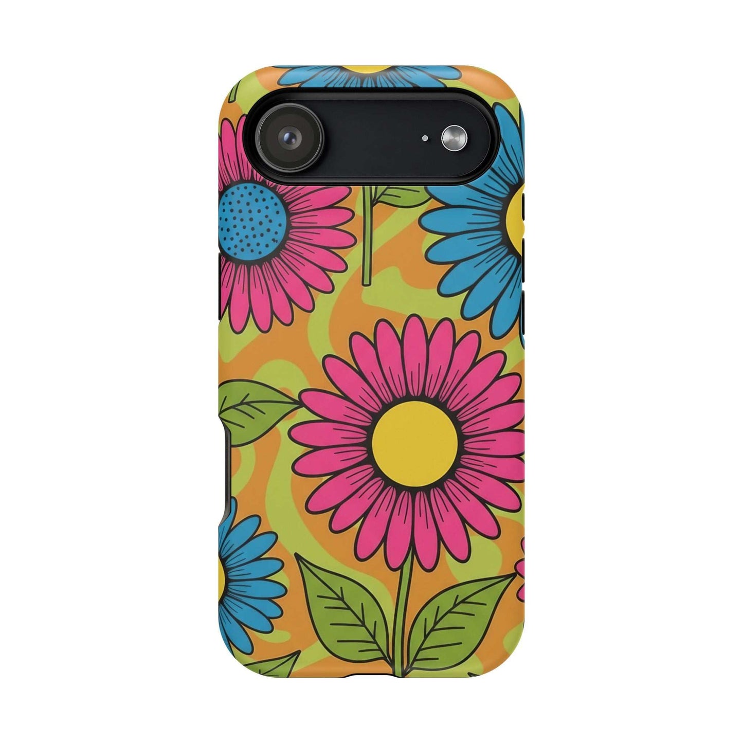 Flower Child iPhone Tough Case with vibrant floral design and magnetic impact-resistant protection