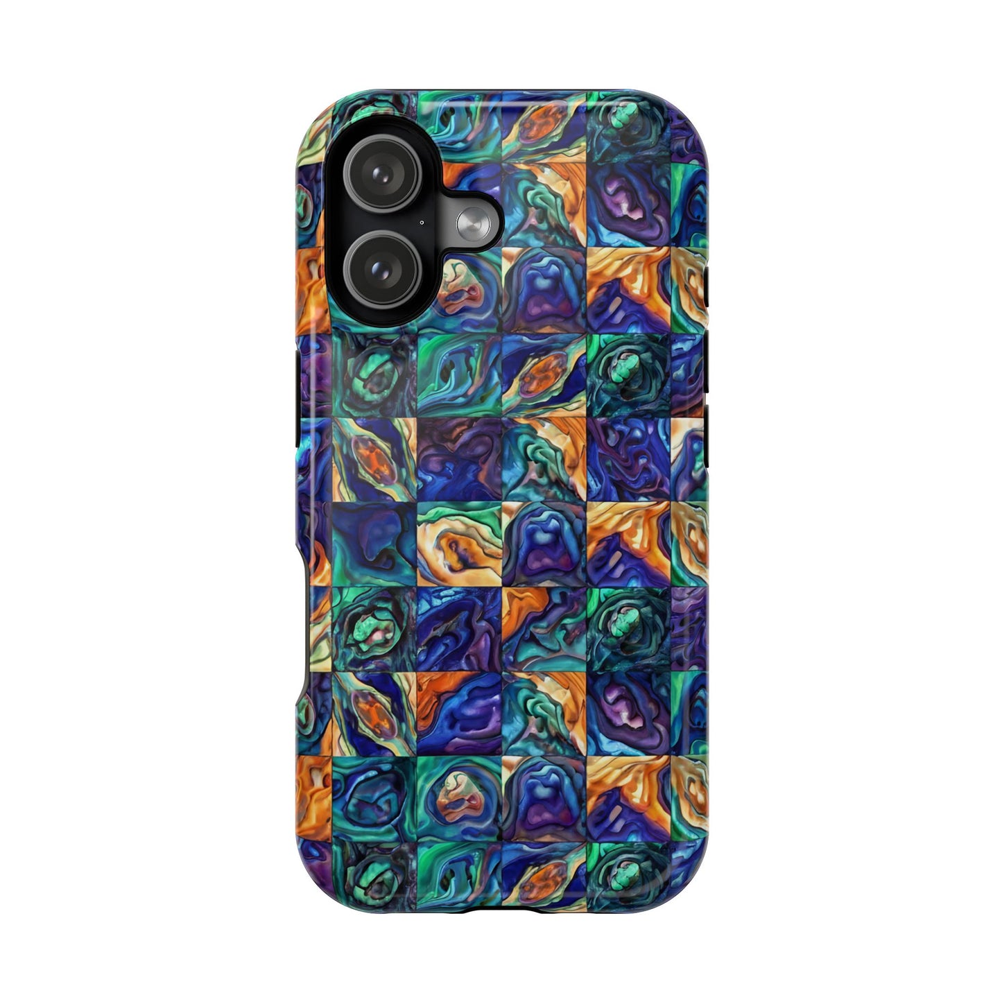 Abstract Purple & Green Seascape Magnetic Impact-Resistant iPhone Case