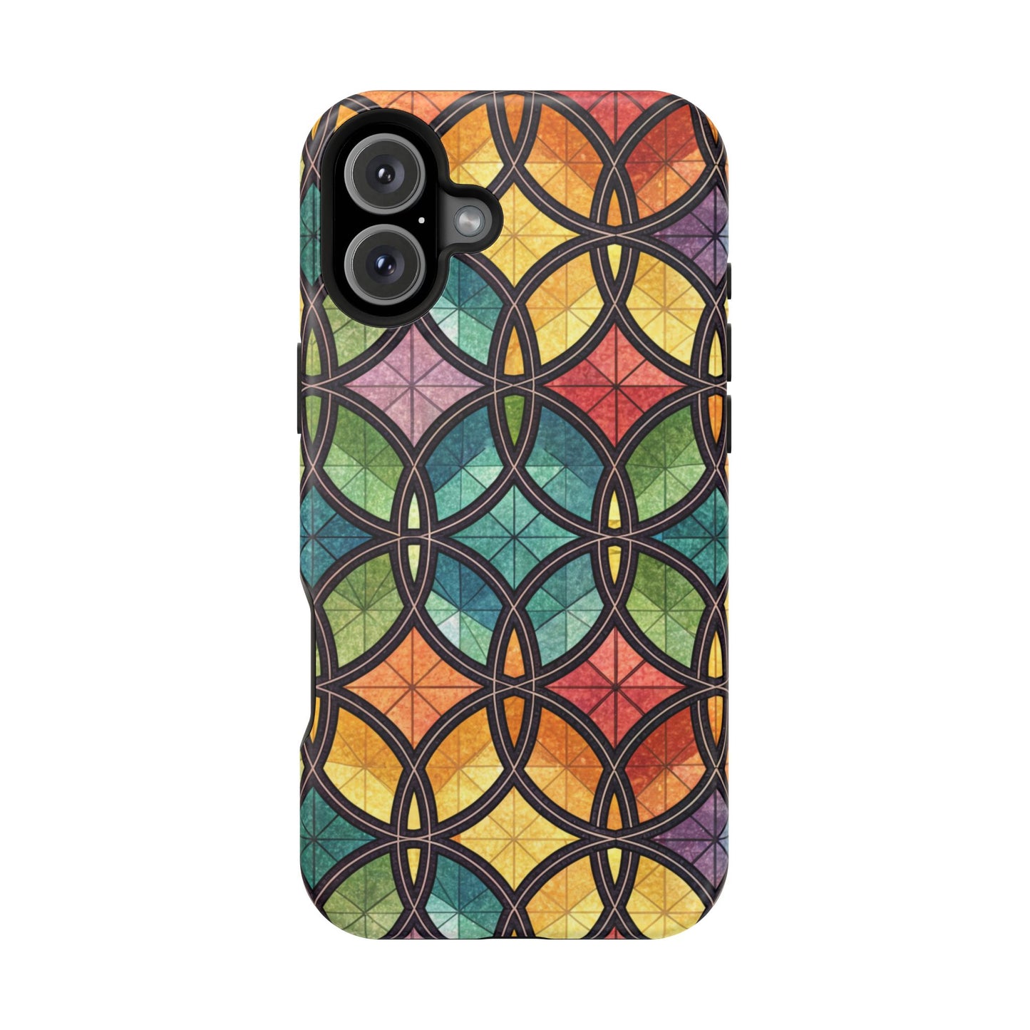 Rainbow Stain Glass iPhone Case – Durable MagSafe® Tough Phone Cover with Colorful Artistic Design