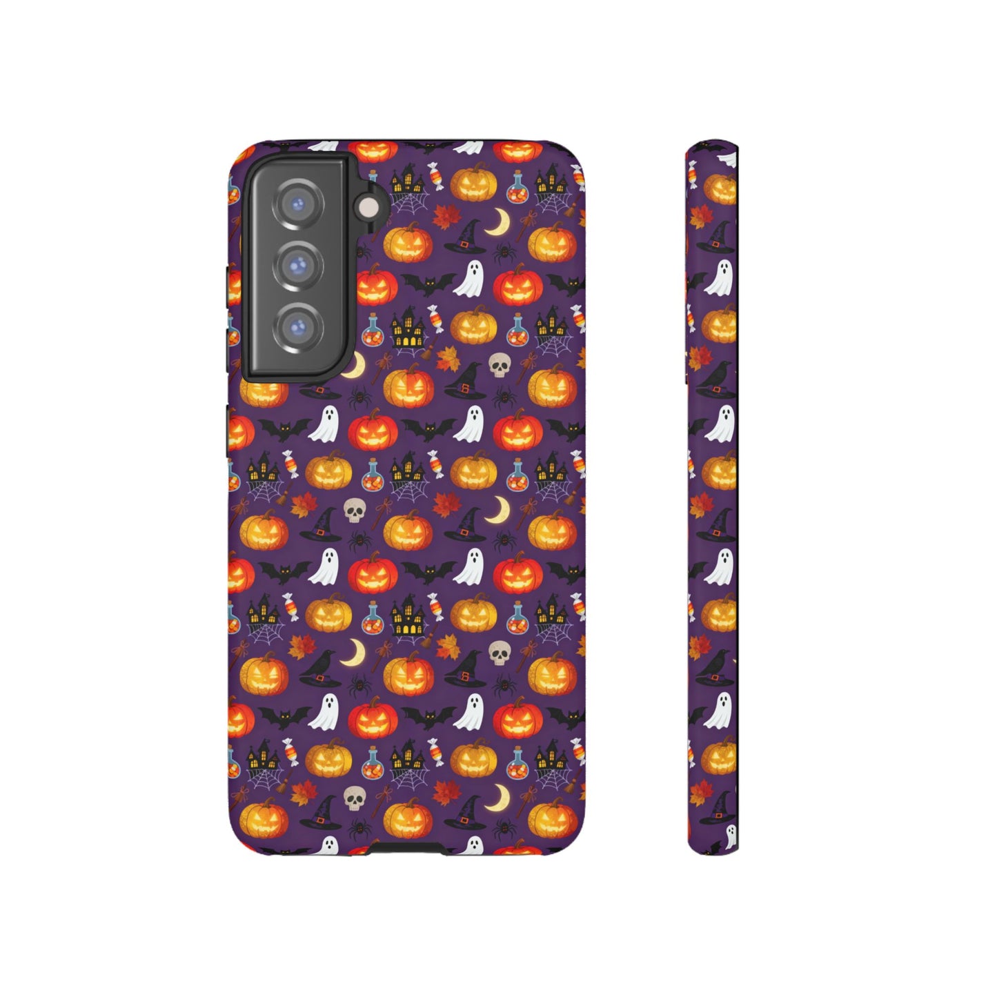 Halloween Pattern Tough Phone Case — Cute Pumpkin, Ghost & Skull