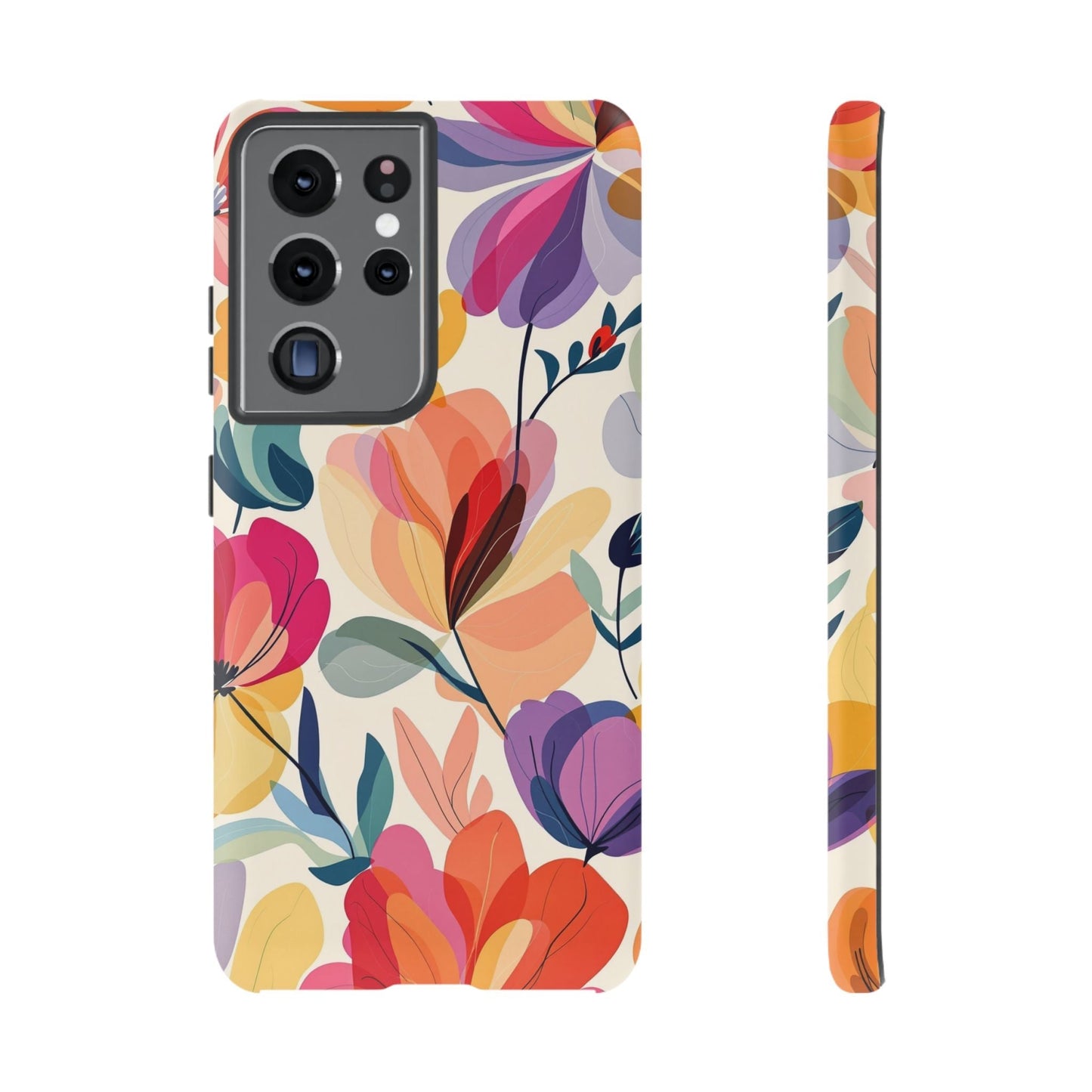 Watercolor floral Samsung tough case with vibrant multi-colored flower design and durable protective build.