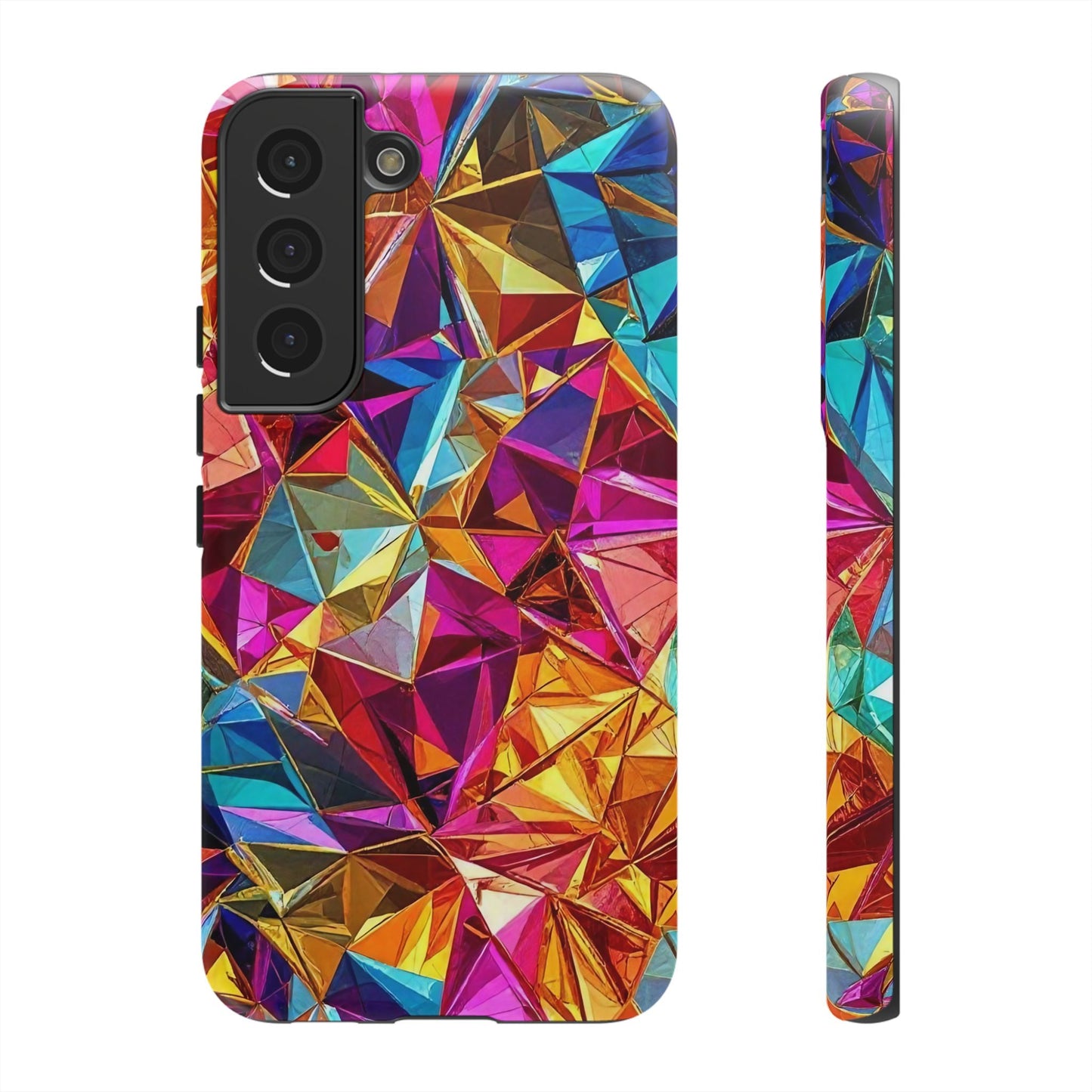 Colorful geometric rainbow foil design tough case for Samsung Galaxy phone with durable impact protection