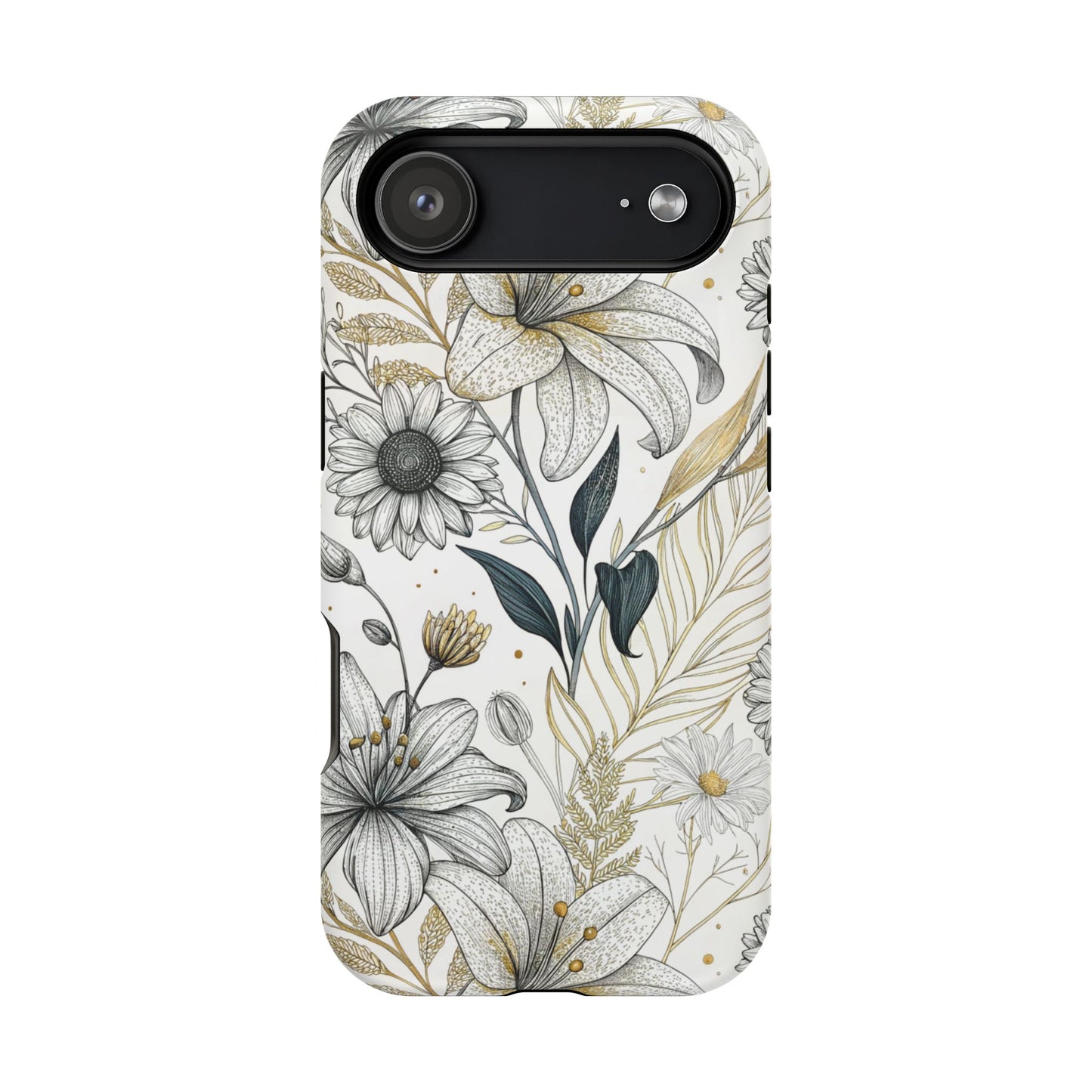 Golden Leaf Flower iPhone Case – Stylish Durable Protection with MagSafe®