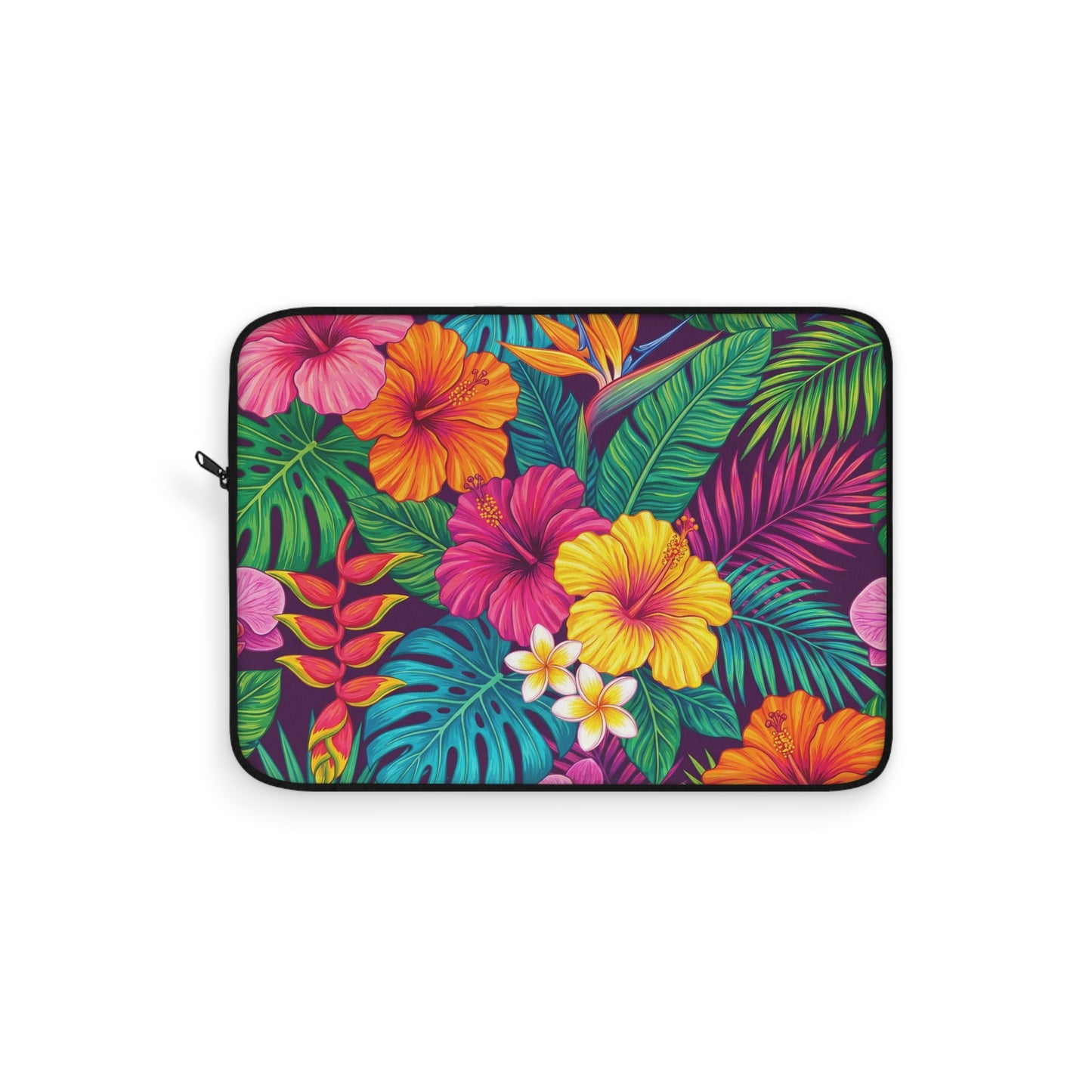 Vibrant Tropical Floral Laptop Sleeve — Colorful Hawaiian Flower Laptop Case