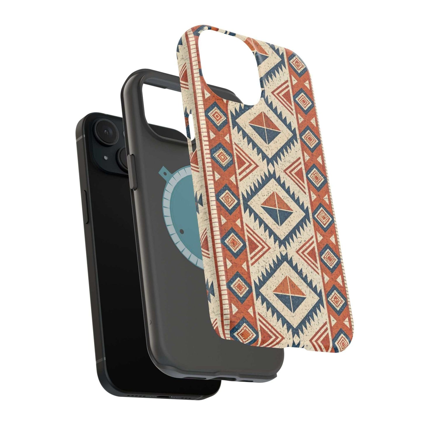 Tribal inspired pattern iPhone magnetic tough case with dual-layer durable protection and MagSafe compatibility