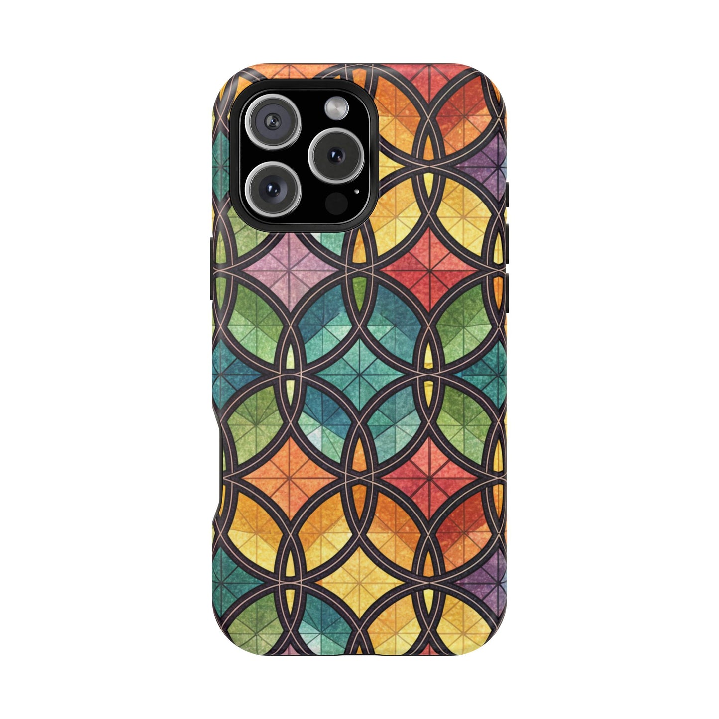 Rainbow Stain Glass iPhone Case – Durable MagSafe® Tough Phone Cover with Colorful Artistic Design