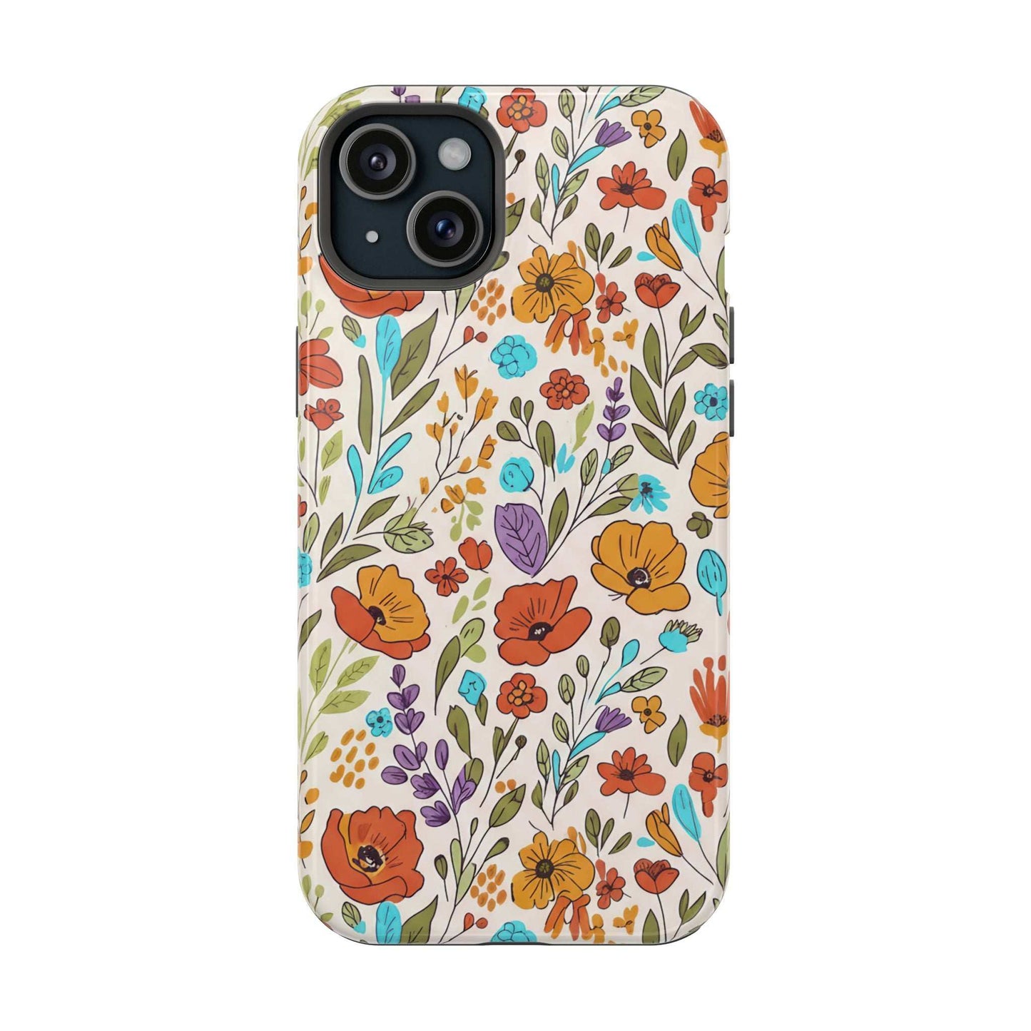 Floral Drawing iPhone Case — Magnetic Impact-Resistant Phone Cover