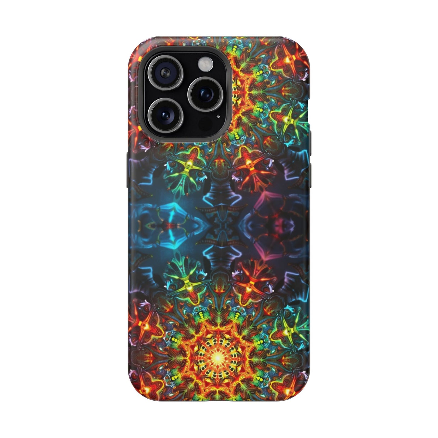 Abstract Kaleidoscope Design iPhone case with vibrant, colorful pattern and durable dual-layer protection