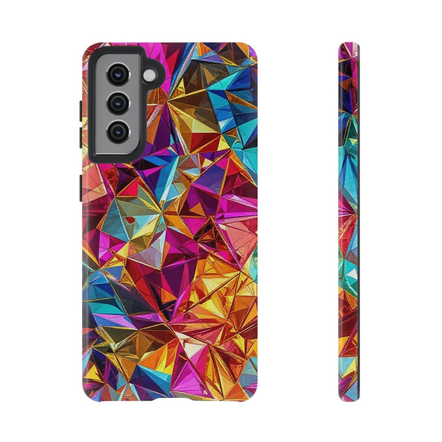 Colorful geometric rainbow foil Samsung phone case with durable impact-resistant design for Galaxy models