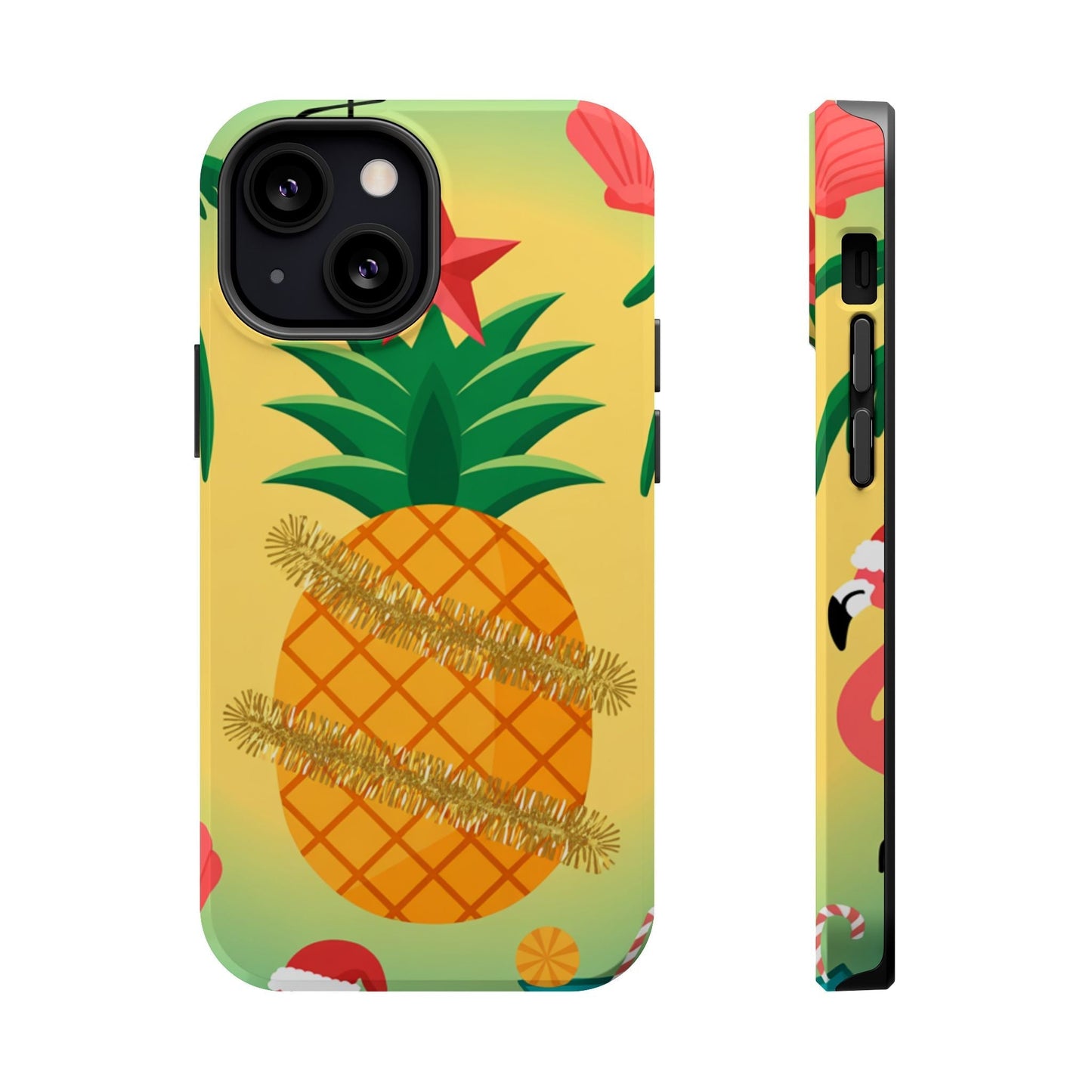 iPhone case with festive pineapple Christmas design and MagSafe compatibility
