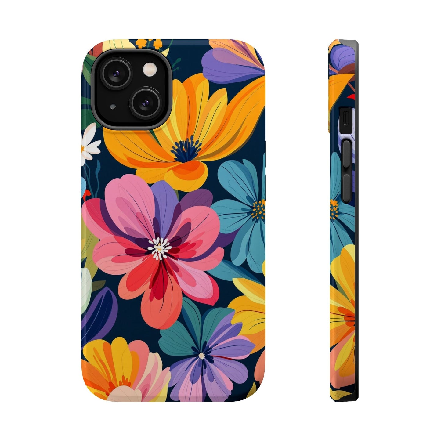 Colorful floral design iPhone 17 case with vibrant protective MagSafe compatible cover