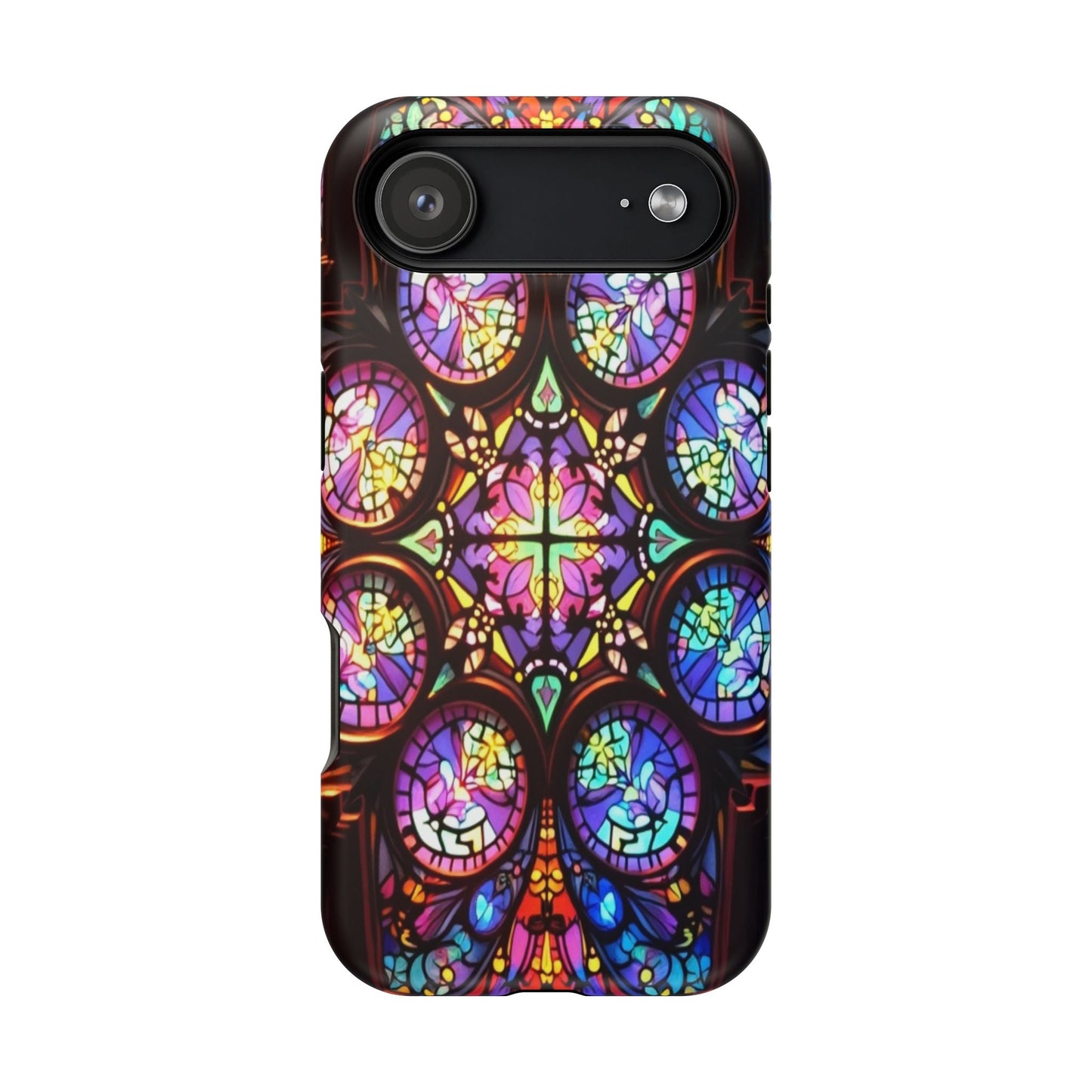 Colorful Hypnotic Stain Glass iPhone tough case with vibrant stained-glass design and durable protection