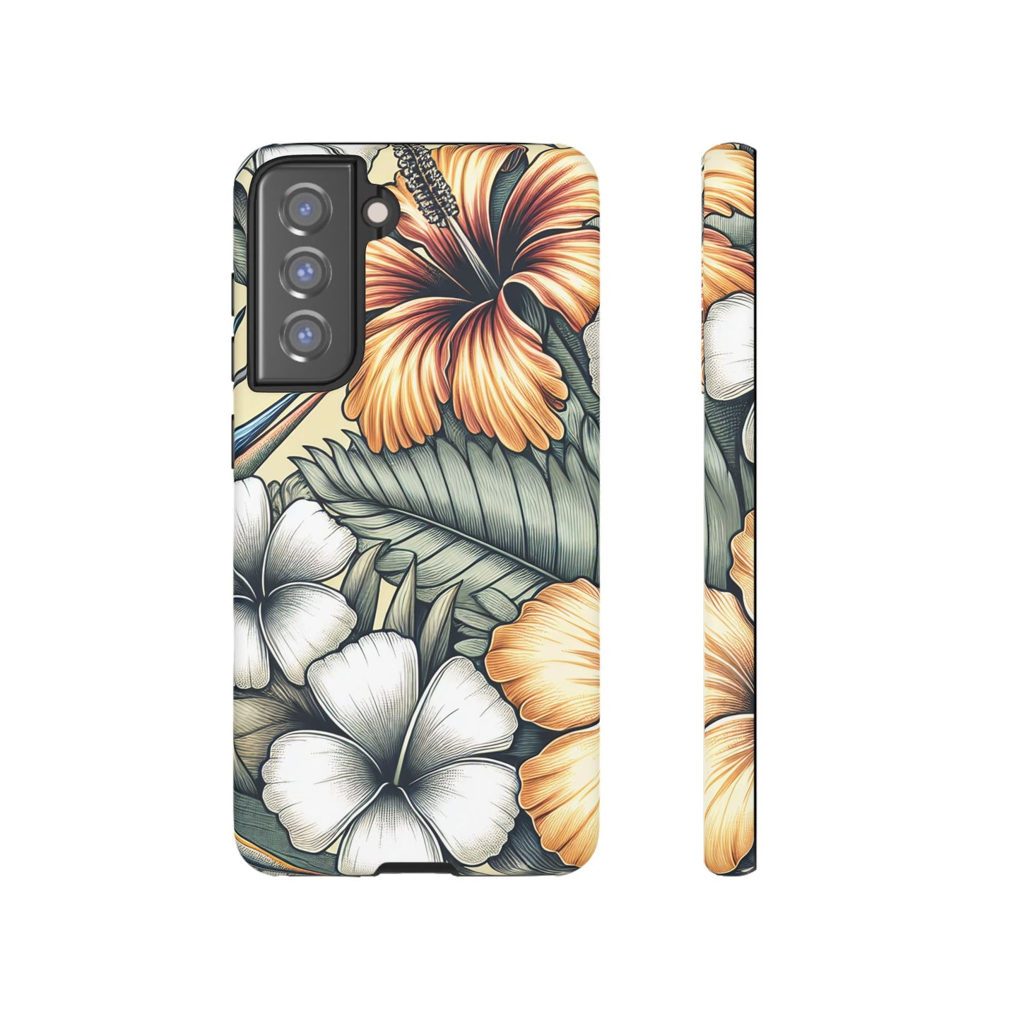 Golden Tropical Floral Design Samsung Phone Case