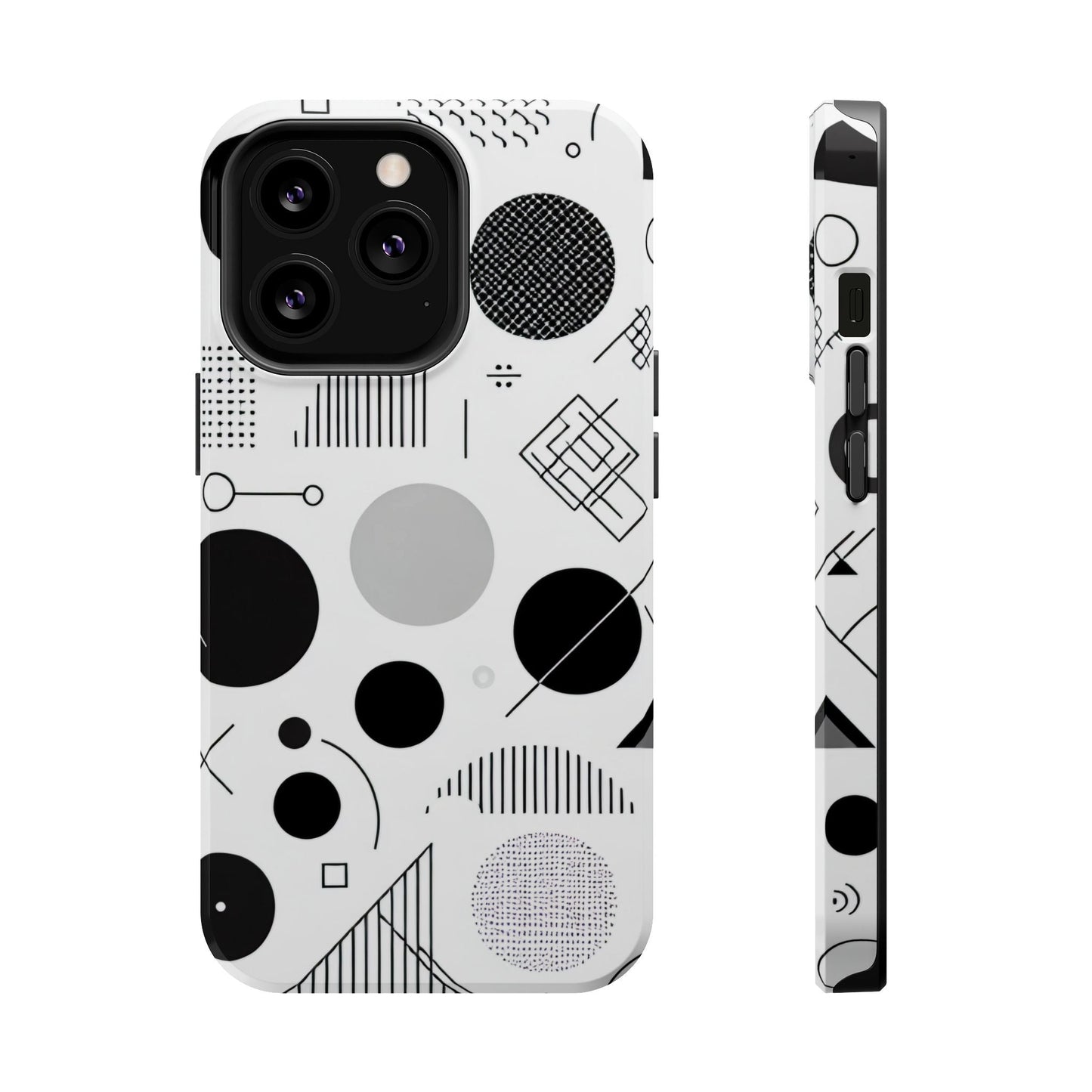 Black and White Abstract Art iPhone case with modern minimalist geometric design and durable protective cover
