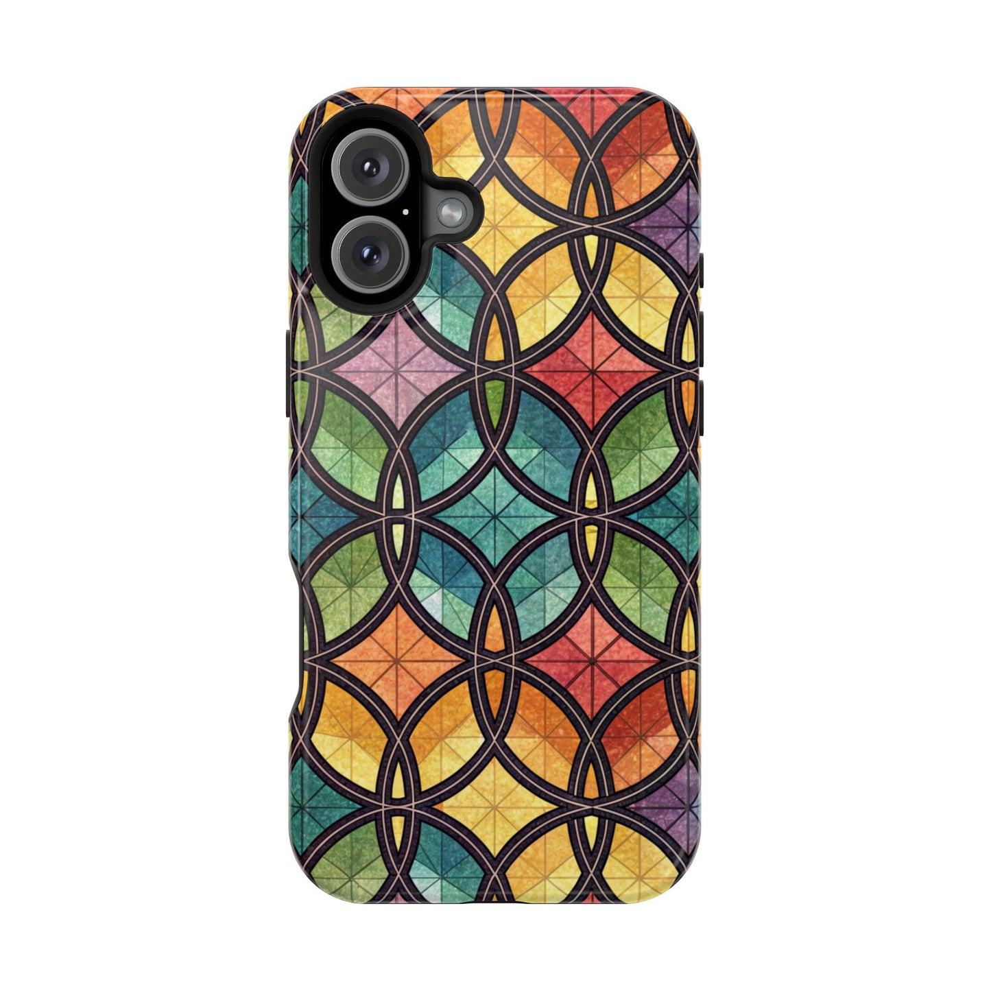 Rainbow Stain Glass iPhone Case – Durable MagSafe® Tough Phone Cover with Colorful Artistic Design