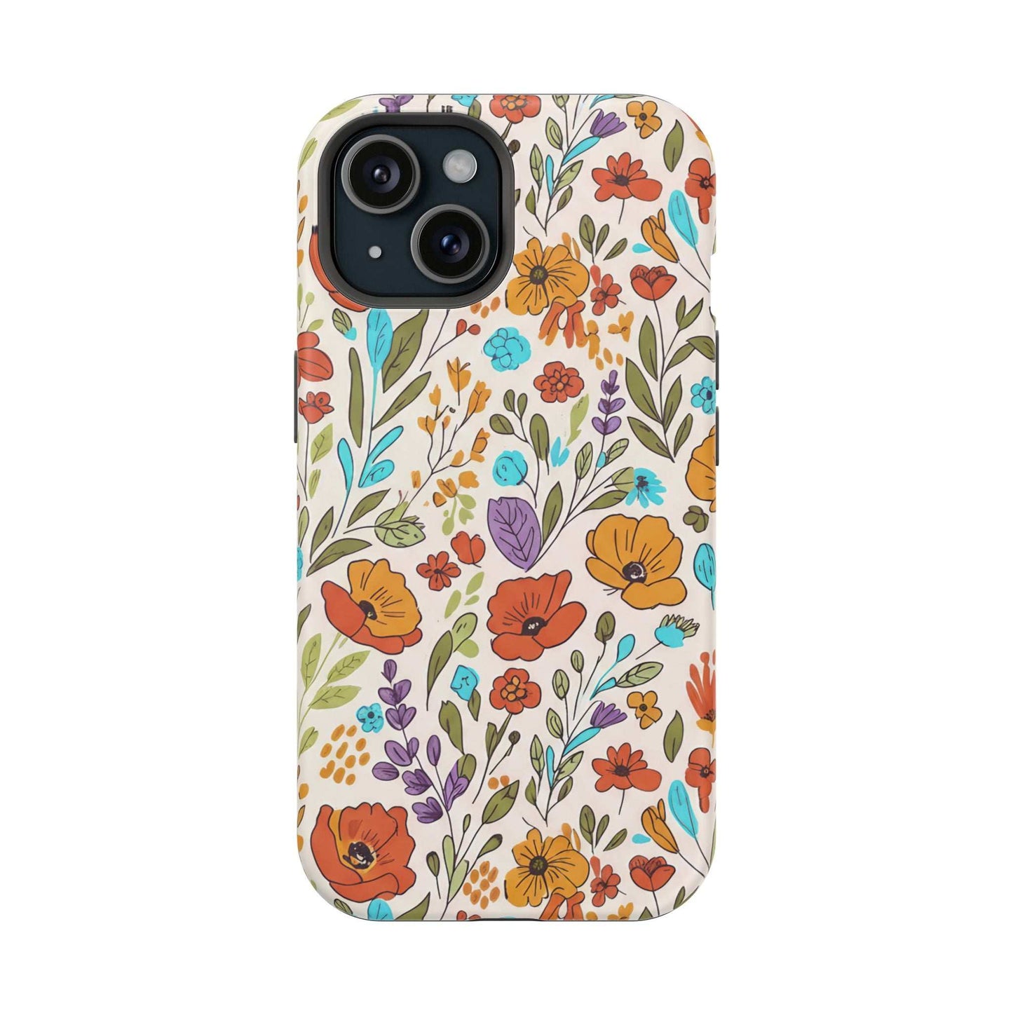 Floral Drawing iPhone Case — Magnetic Impact-Resistant Phone Cover