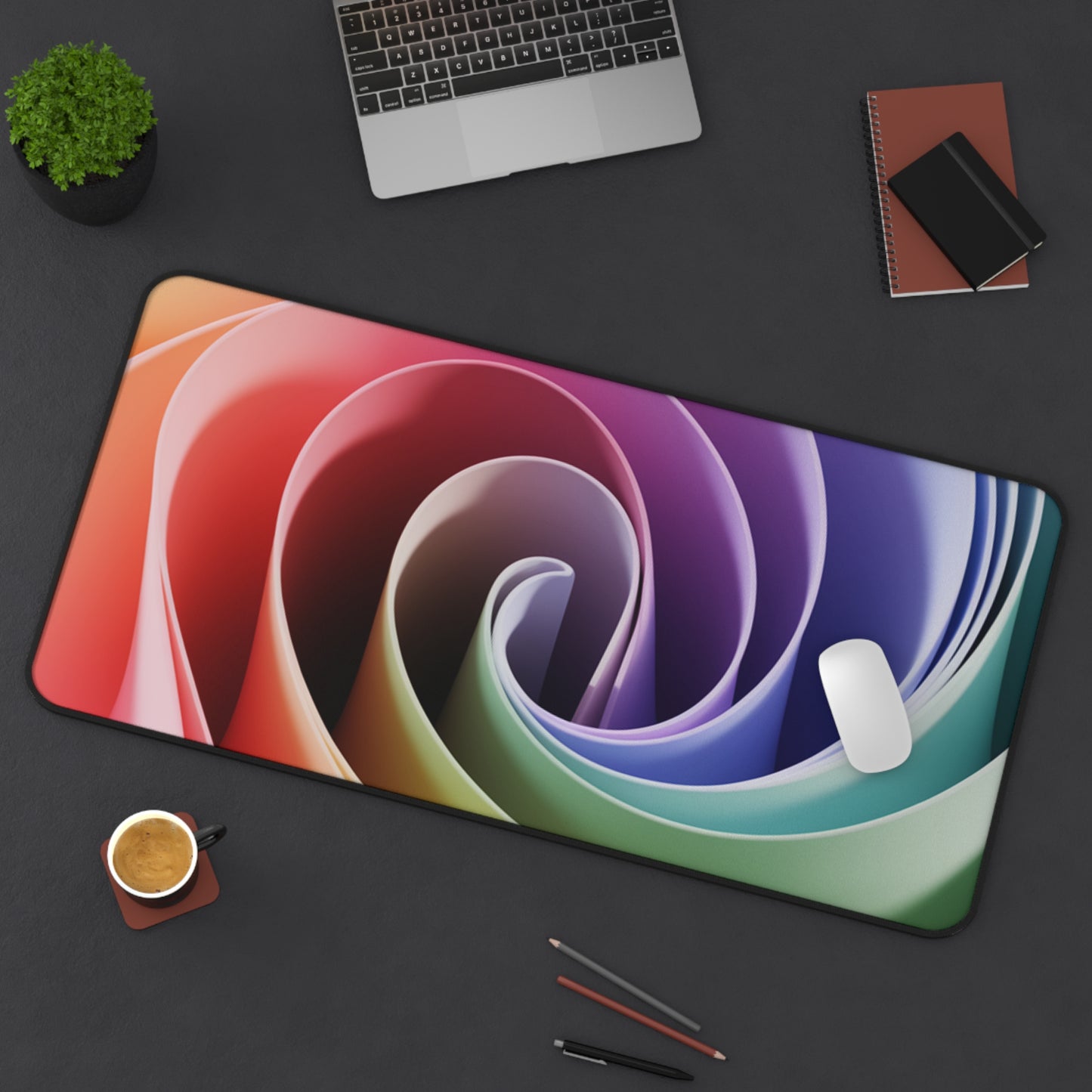 Twisted Rainbow Swirl Desk Mat