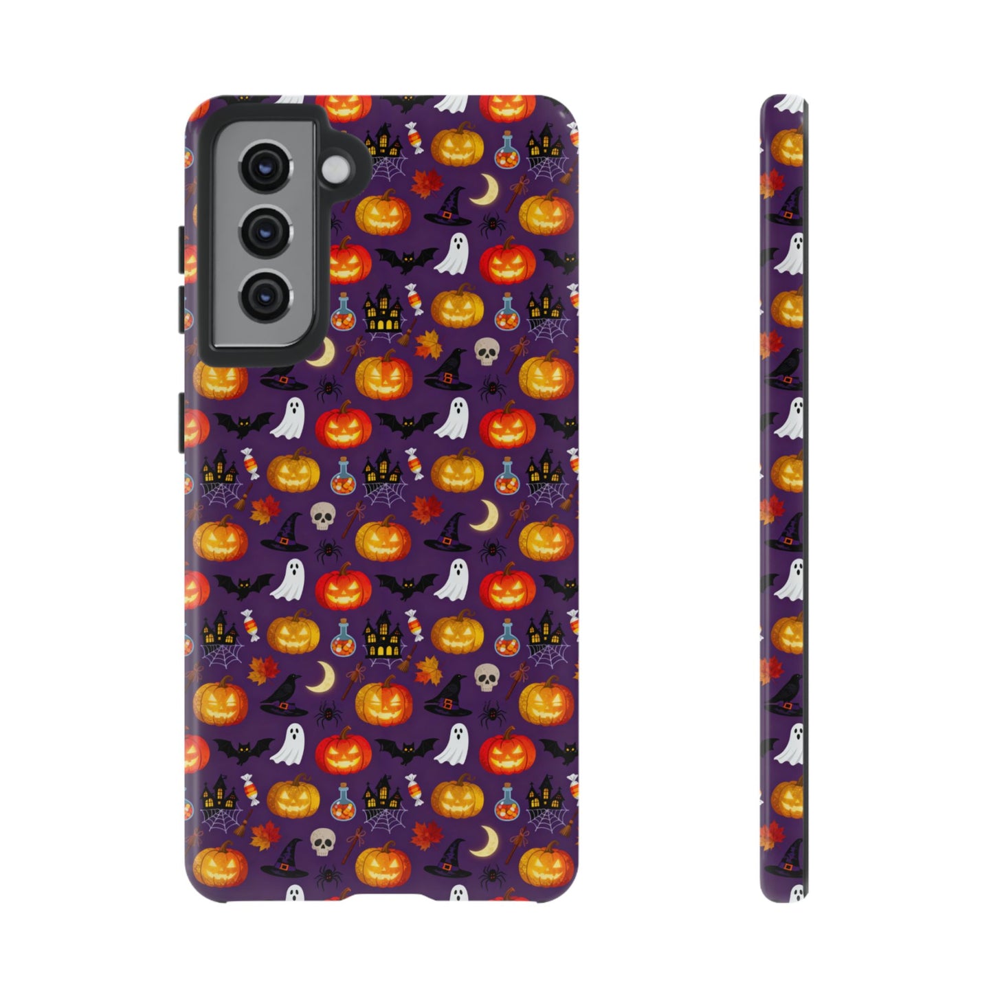 Halloween Pattern Tough Phone Case — Cute Pumpkin, Ghost & Skull
