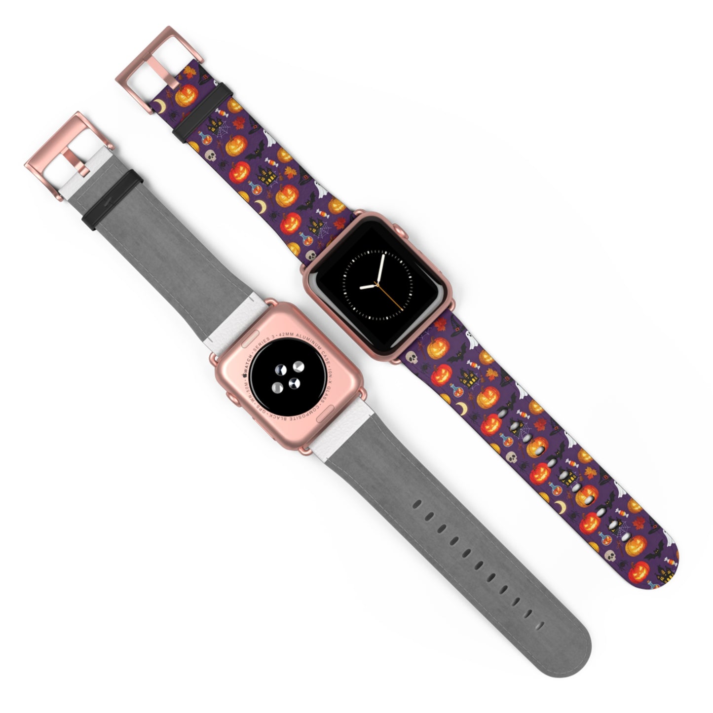 Halloween Pumpkin Pattern Watch Band — Spooky Orange Jack-O'-Lantern Apple Watch Strap