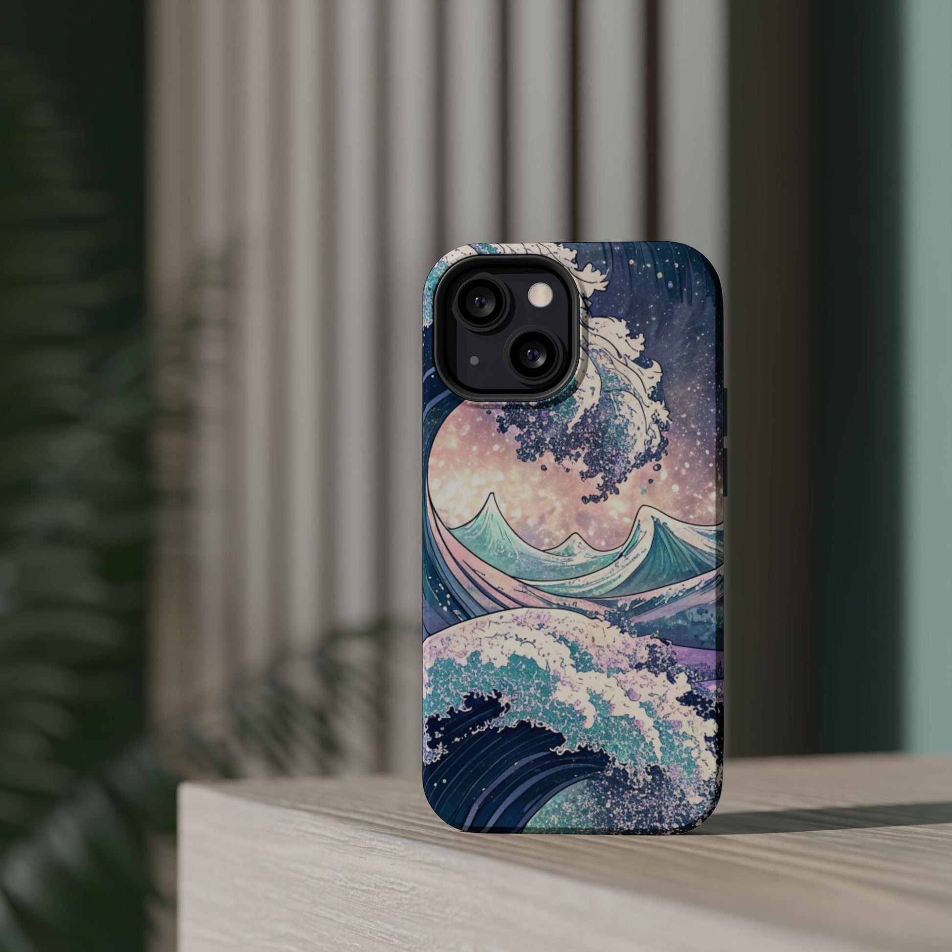 iPhone case with Crashing Waves Design featuring magnetic MagSafe® protection and dual-layer durability