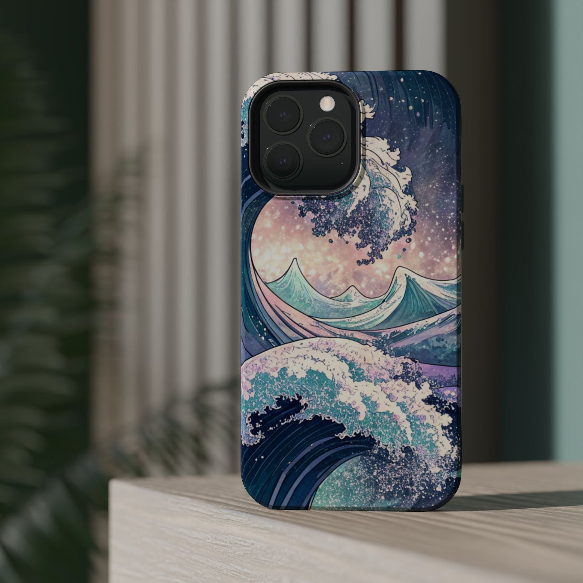 iPhone case with Crashing Waves Design, magnetic MagSafe® tough protective cover with dual-layer protection and coastal artwork