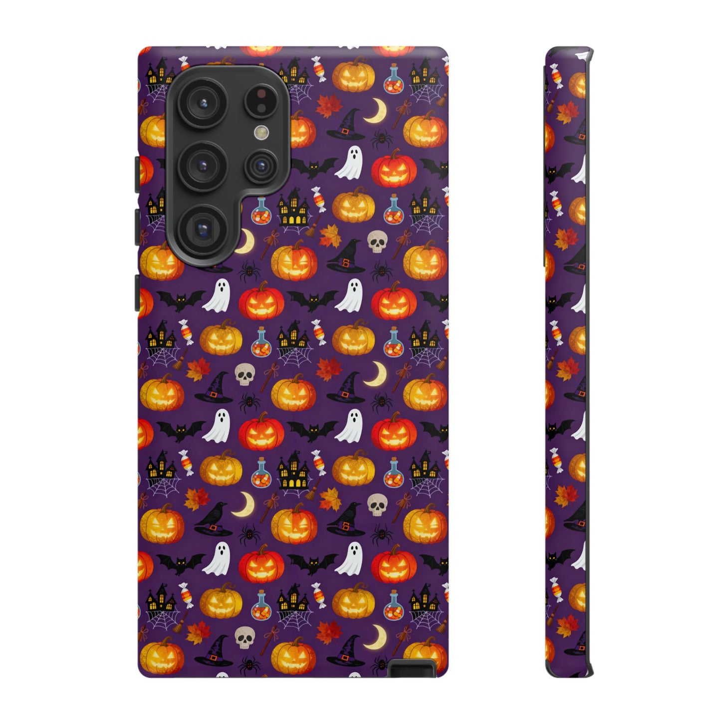 Halloween Pattern Tough Phone Case — Cute Pumpkin, Ghost & Skull