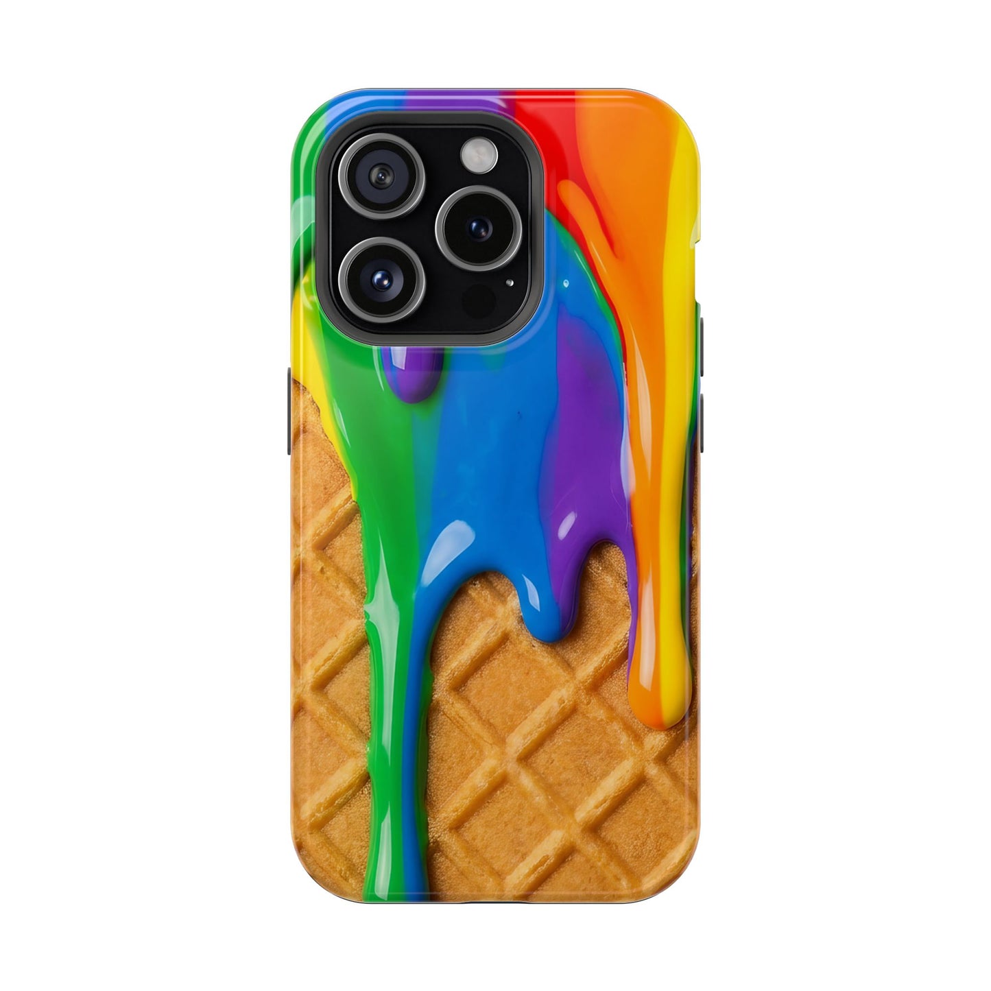 Waffle Rainbow Drip iPhone Case MagSafe Tough Protective Colorful Phone Case