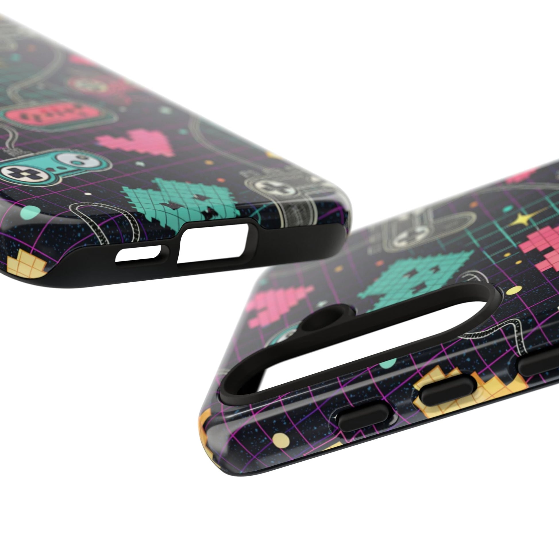 Retro Gamer Tough Case for Samsung Galaxy with durable, impact-resistant design and colorful 3D retro gaming print.