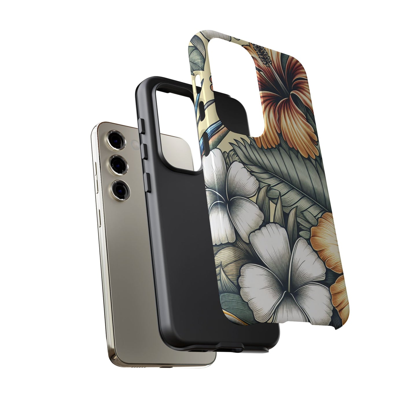 Golden Tropical Floral Design Samsung Phone Case