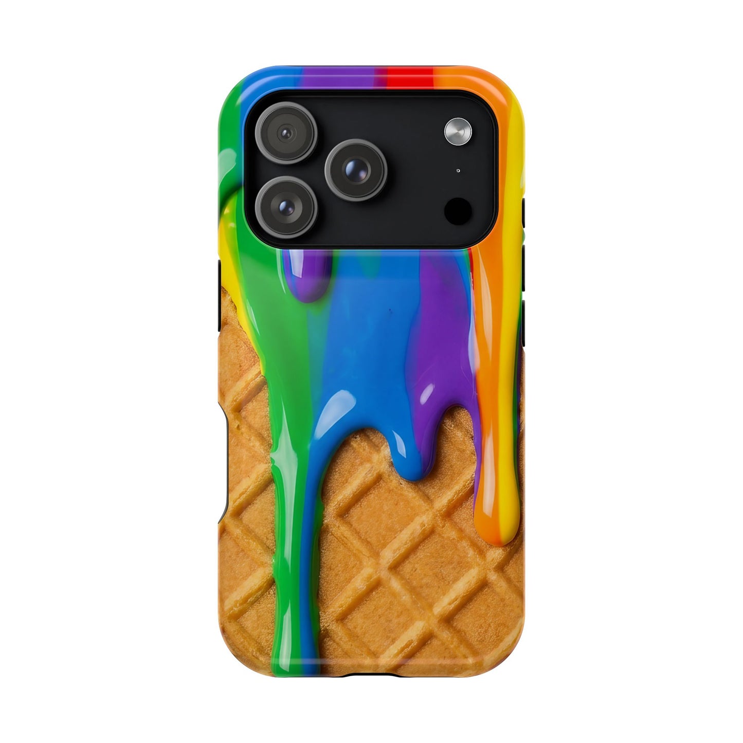 Waffle Rainbow Drip iPhone Case MagSafe Tough Protective Colorful Phone Case