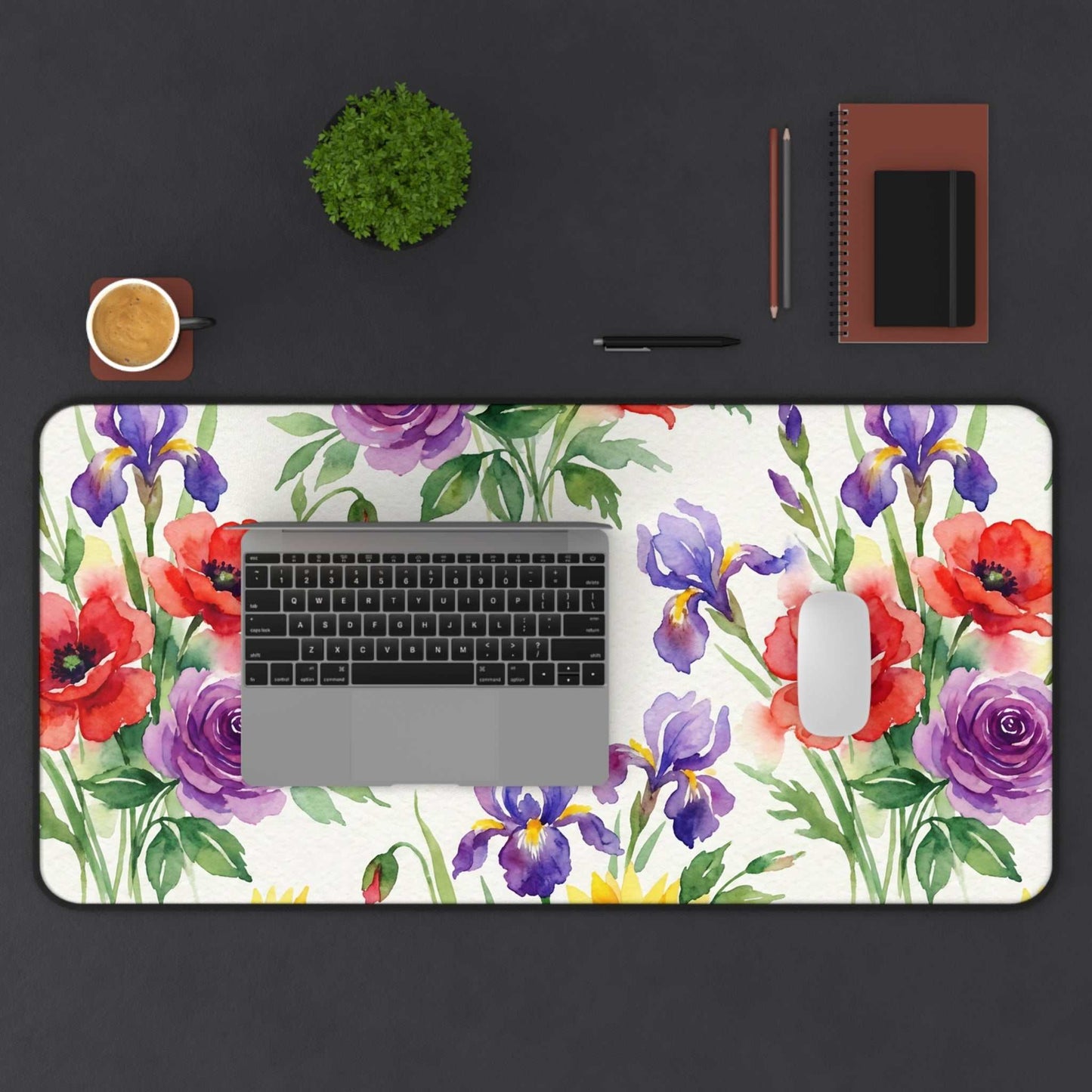 Watercolor Bouquet Desk Mat — Floral Office Mouse Pad