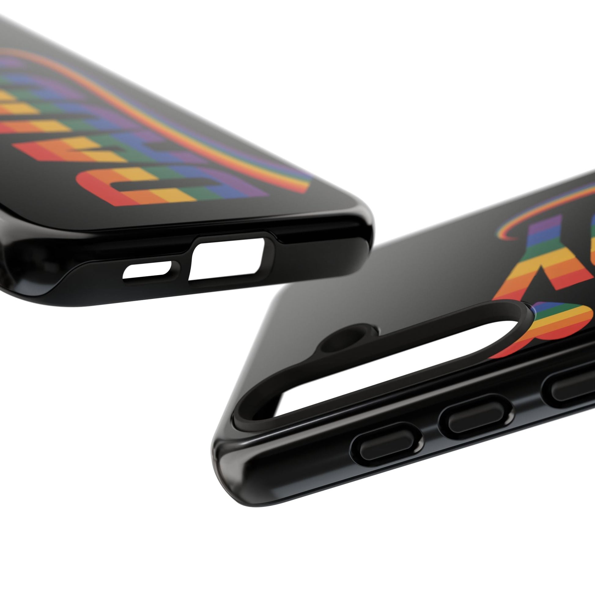 Black Samsung Tough Case with colorful LGBT inspired Daddy rainbow design for phone protection