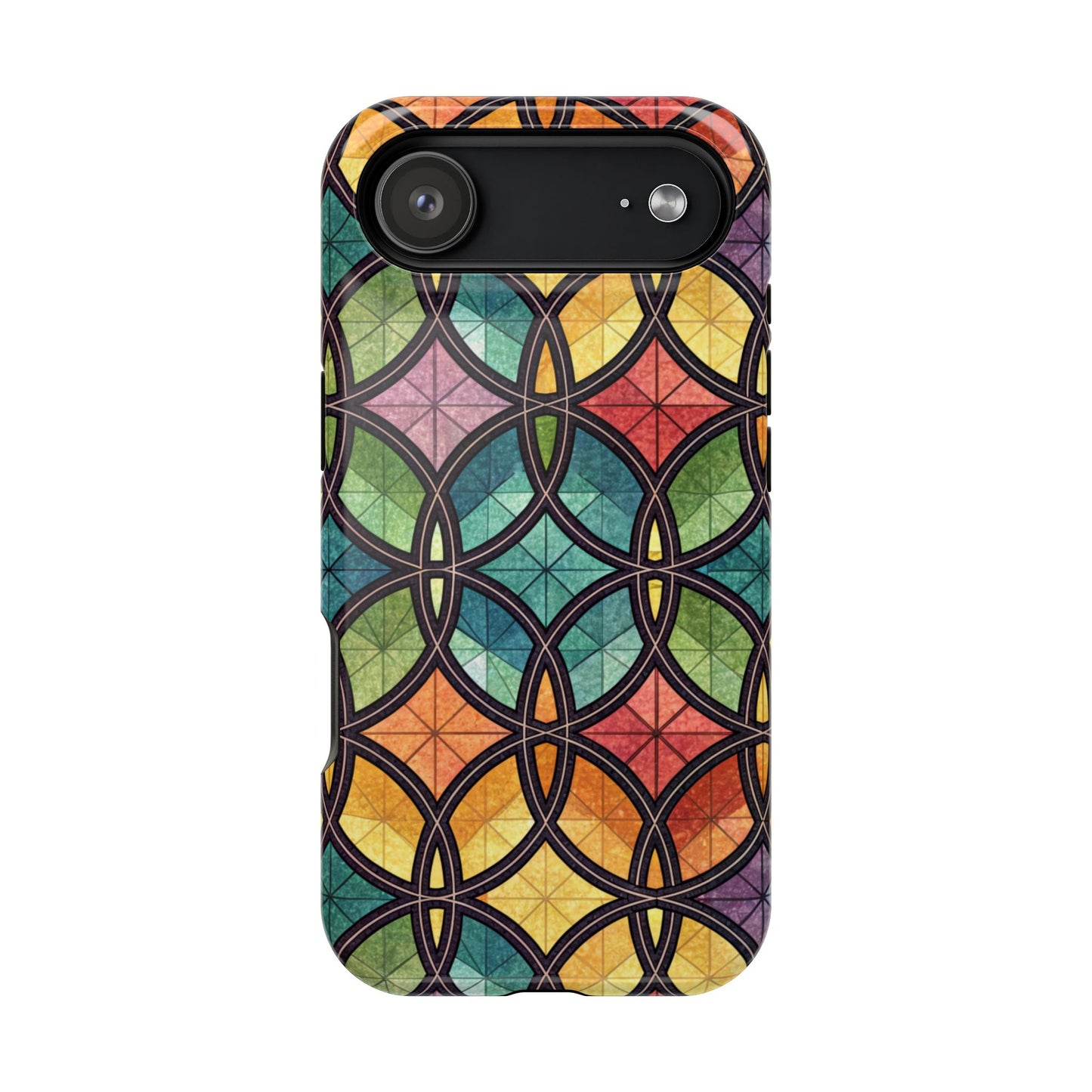 Rainbow Stain Glass iPhone Case – Durable MagSafe® Tough Phone Cover with Colorful Artistic Design